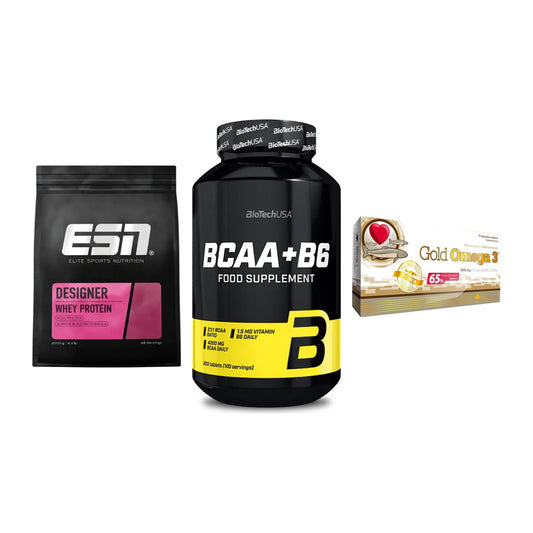 Definitionsphase-Set: ESN Designer + BioTech BCAA+B + Olimp Omega 3 – alle enthaltenen Artikel