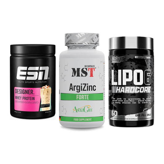 Definitionsphase-Set: ESN Designer + MST ArgiZinc + Nutrex Lipo 6 – alle enthaltenen Artikel
