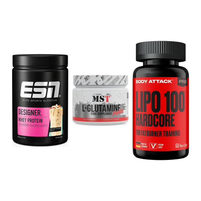 Definitionsphase-Set: ESN Designer + MST Glutamine + Body Attack – alle enthaltenen Artikel