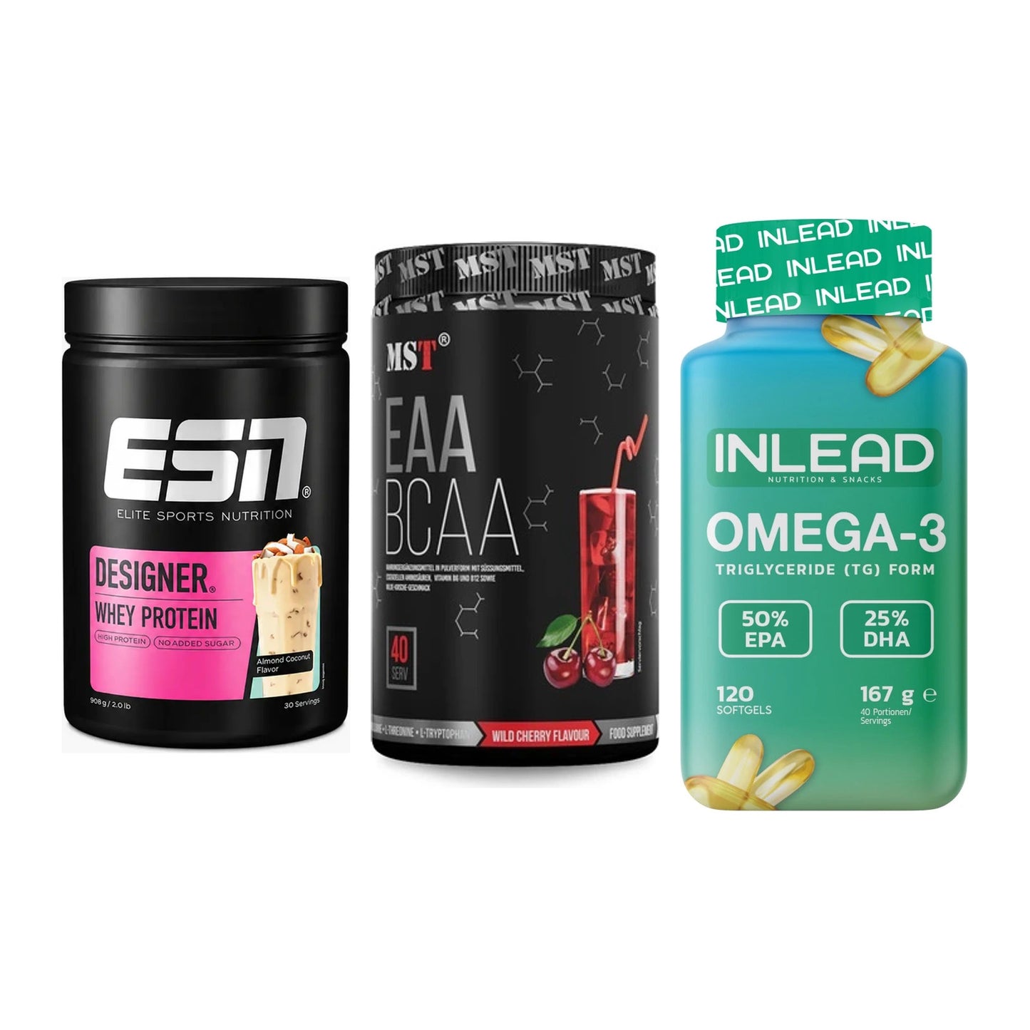 Definitionsphase-Set: ESN Designer + MST EAA & BCAA + INLEAD Omega-3 – alle enthaltenen Artikel