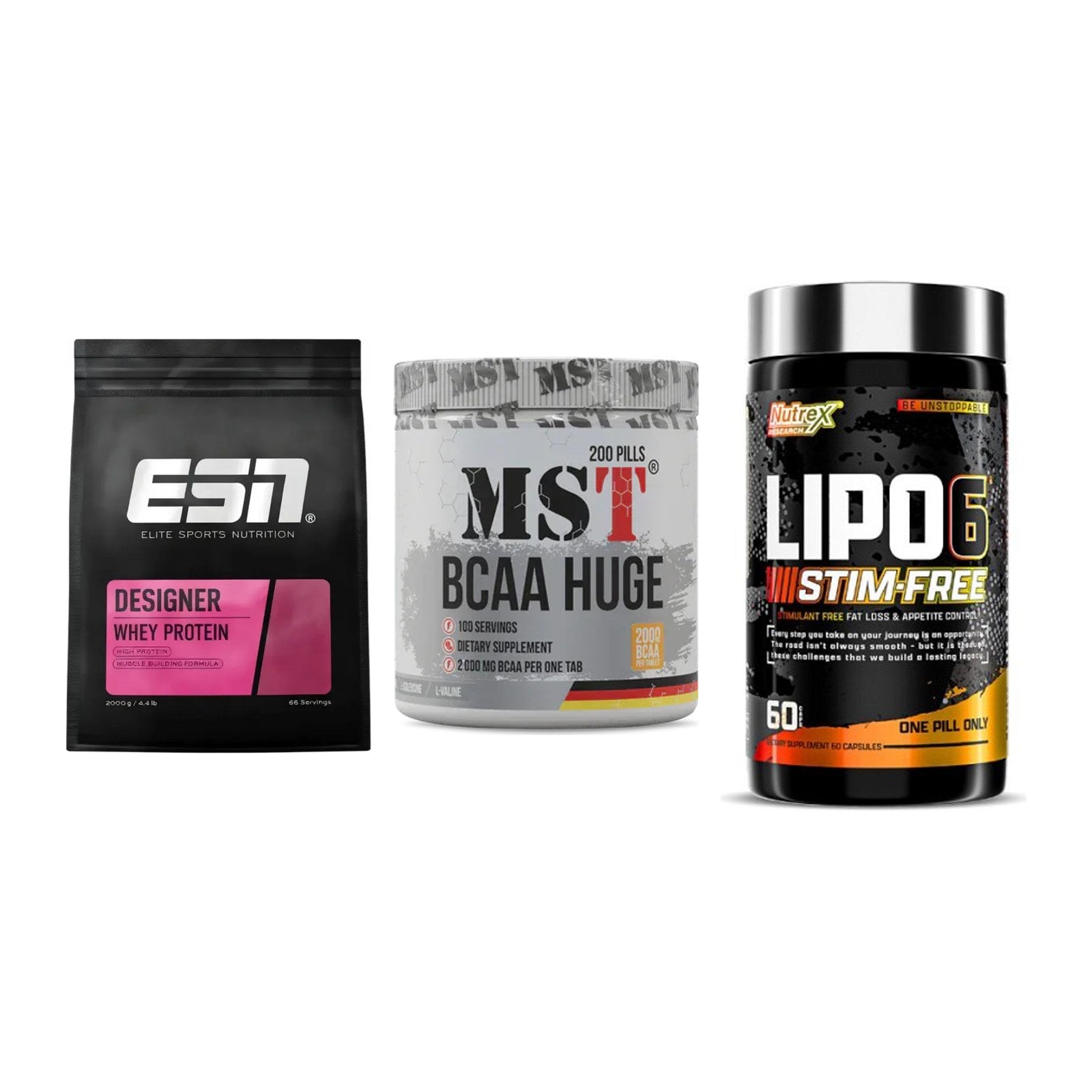 Definitionsphase-Set: ESN Designer + MST BCAA Huge + Nutrex Lipo 6 – alle enthaltenen Artikel