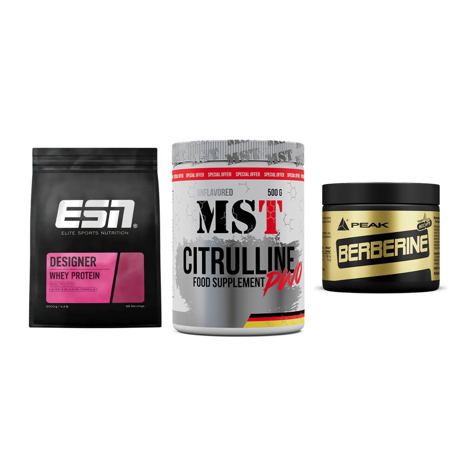 Definitionsphase-Set: ESN Designer + MST Citrulline + Peak Berberine – alle enthaltenen Artikel