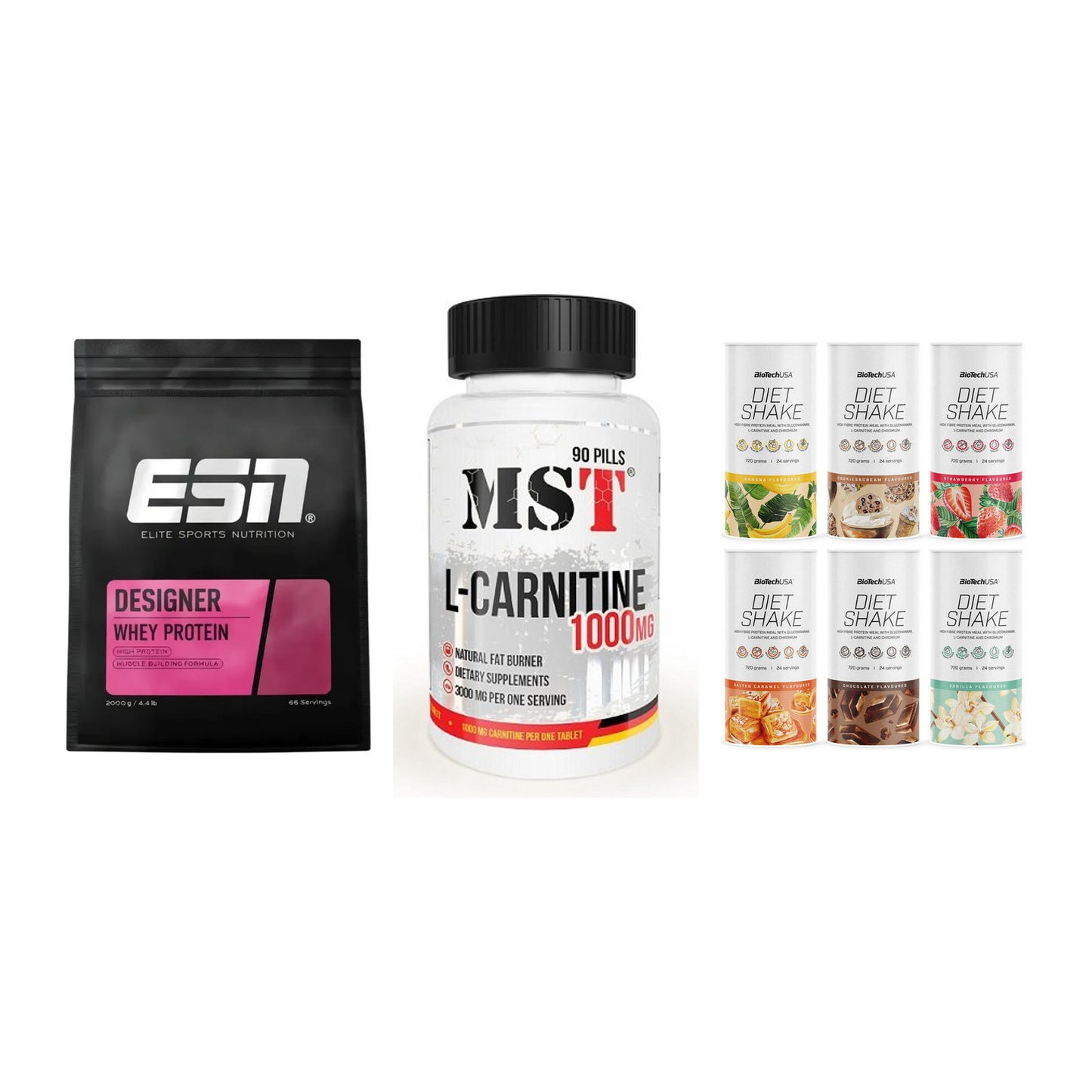 Definitionsphase-Set: ESN Designer + MST L-Carnitin + BioTech Diet – alle enthaltenen Artikel
