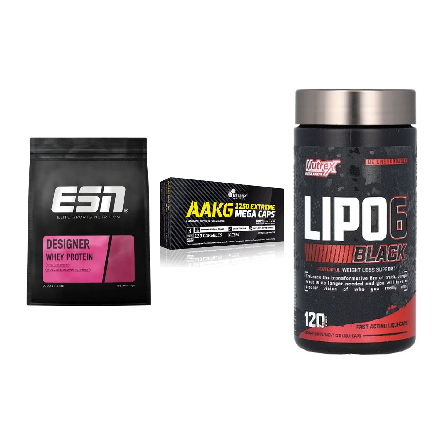 Definitionsphase-Set: ESN Designer + Olimp AAKG + Nutrex Lipo 6 – alle enthaltenen Artikel