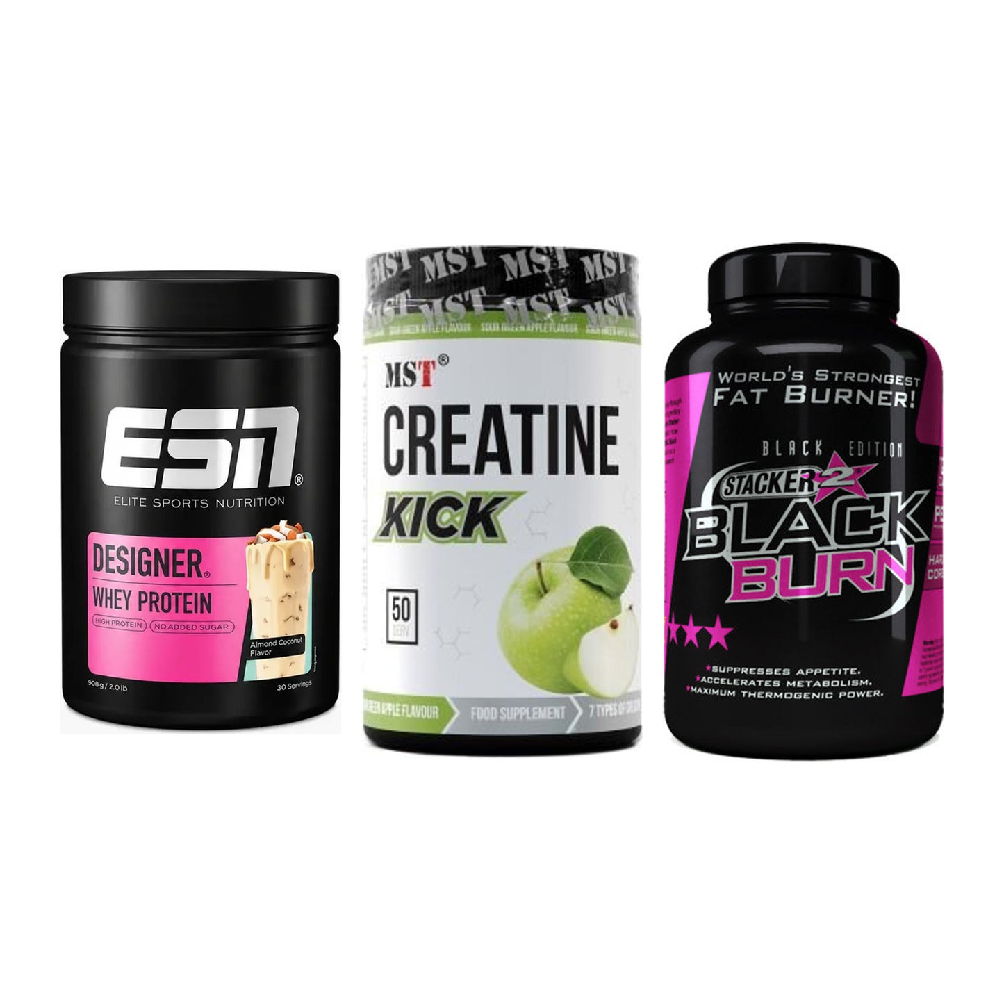Definitionsphase-Set: ESN Designer + MST Creatine + Stacker2 Black – alle enthaltenen Artikel