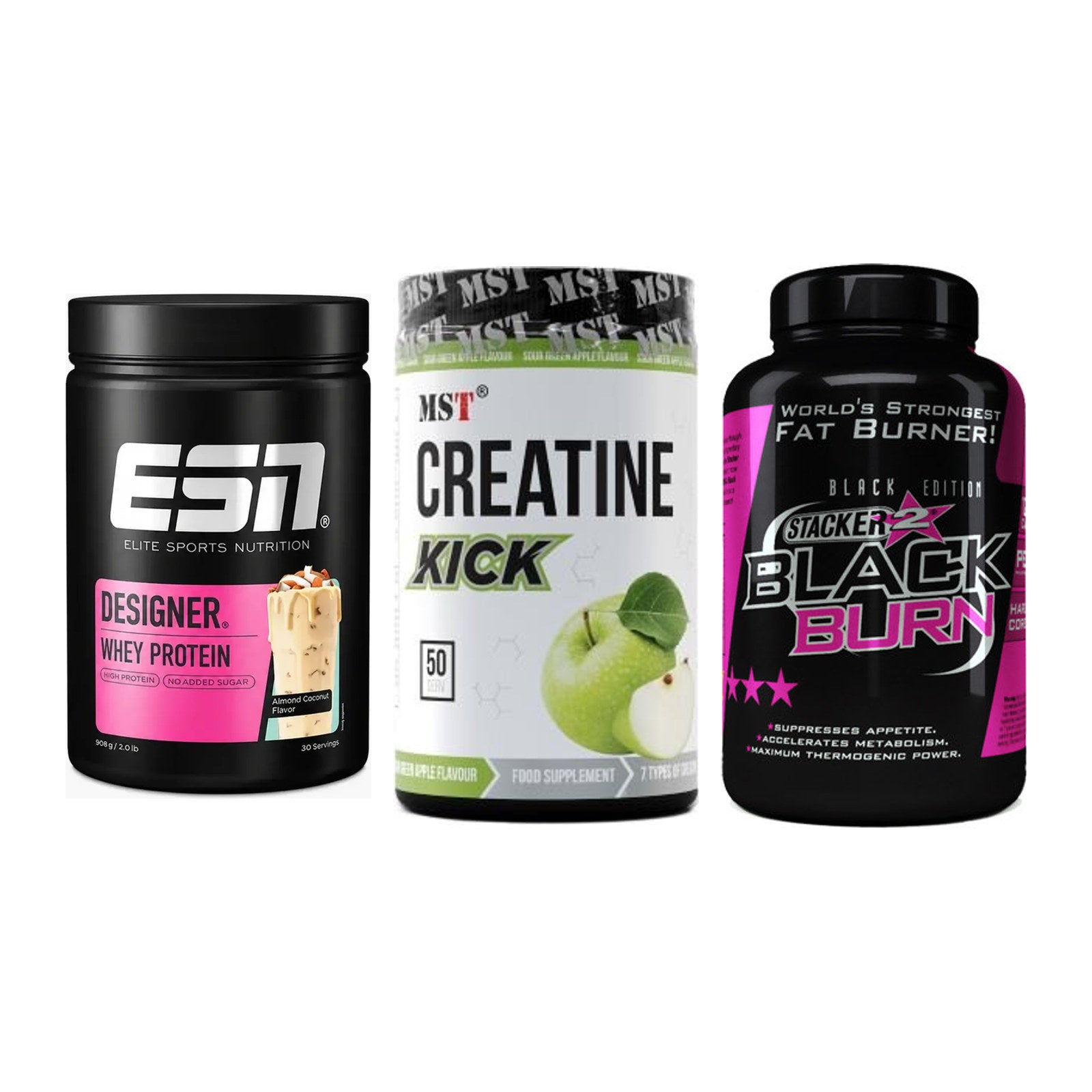 Definitionsphase-Set: ESN Designer + MST Creatine + Stacker2 Black – alle enthaltenen Artikel