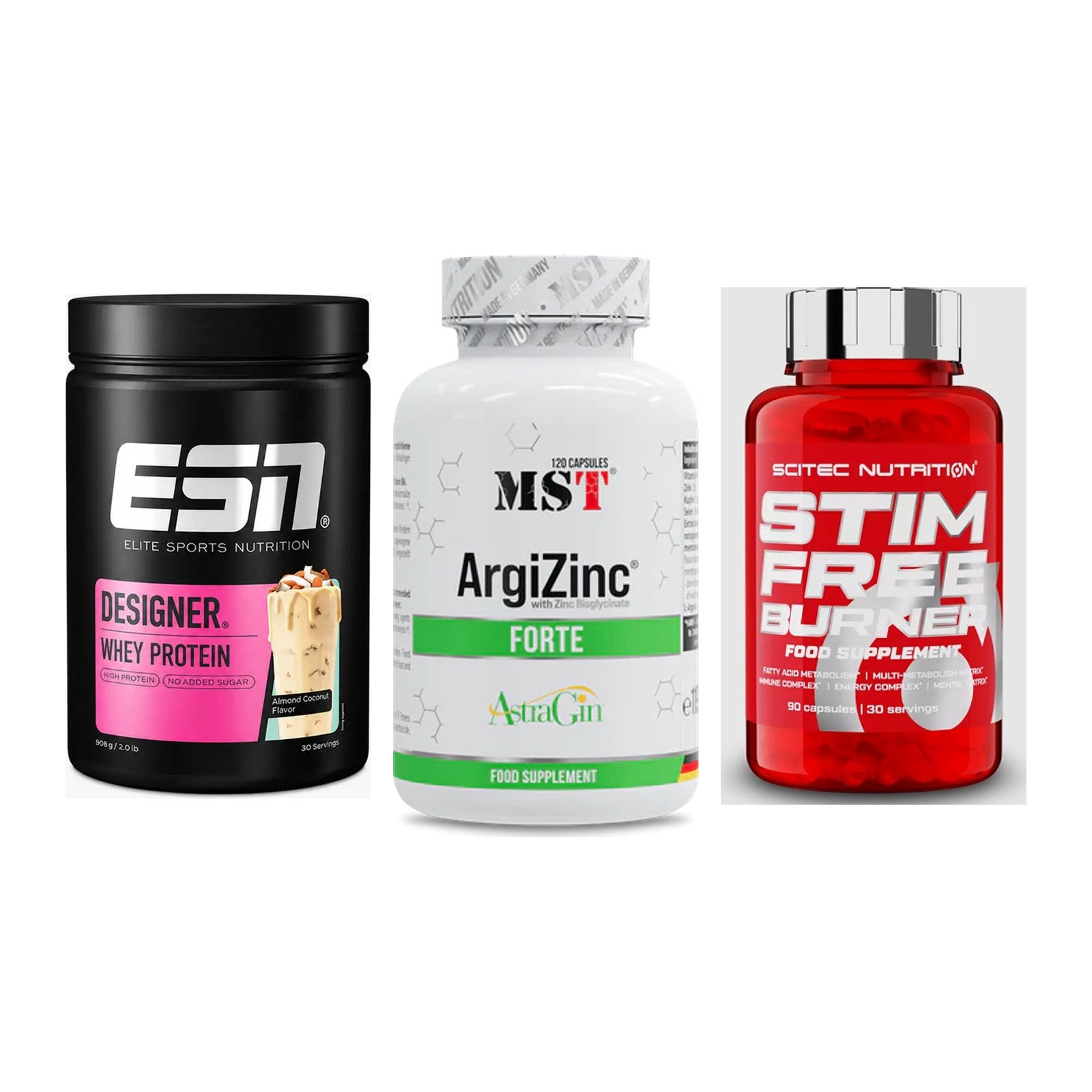 Definitionsphase-Set: ESN Designer + MST ArgiZinc + Scitec Stim – alle enthaltenen Artikel