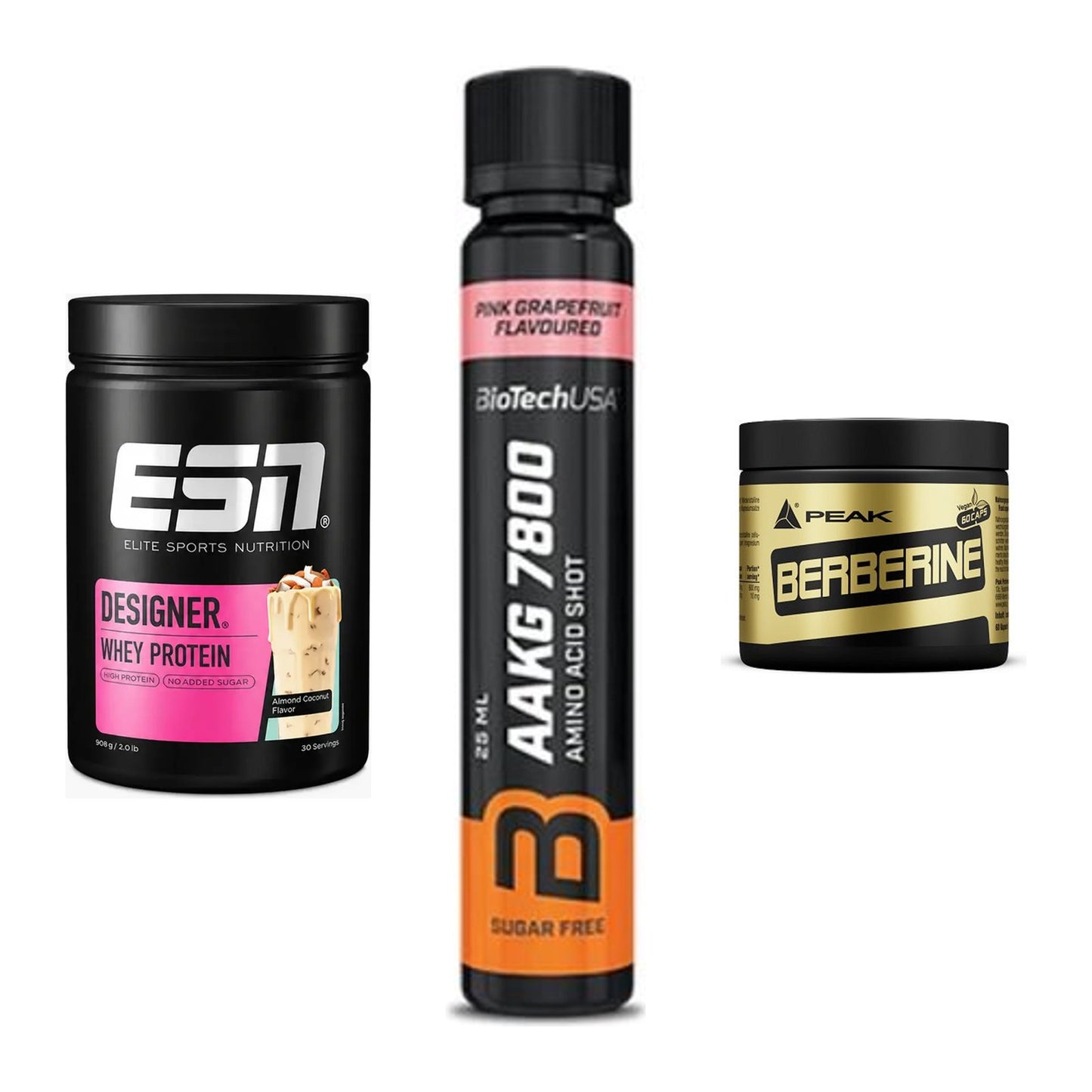 Definitionsphase-Set: ESN Designer + BioTech AAKG + Peak Berberine – alle enthaltenen Artikel