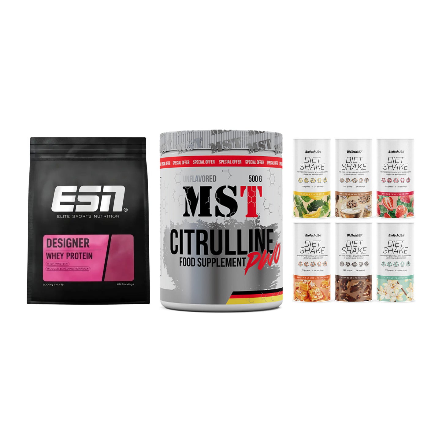 Definitionsphase-Set: ESN Designer + MST Citrulline + BioTech Diet – alle enthaltenen Artikel