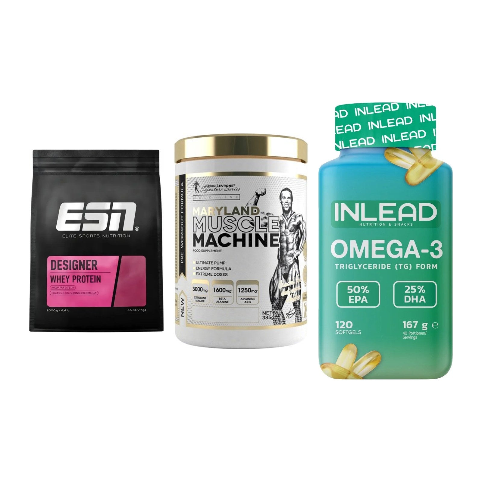 Definitionsphase-Set: ESN Designer + Kevin Levrone + INLEAD Omega-3 – alle enthaltenen Artikel