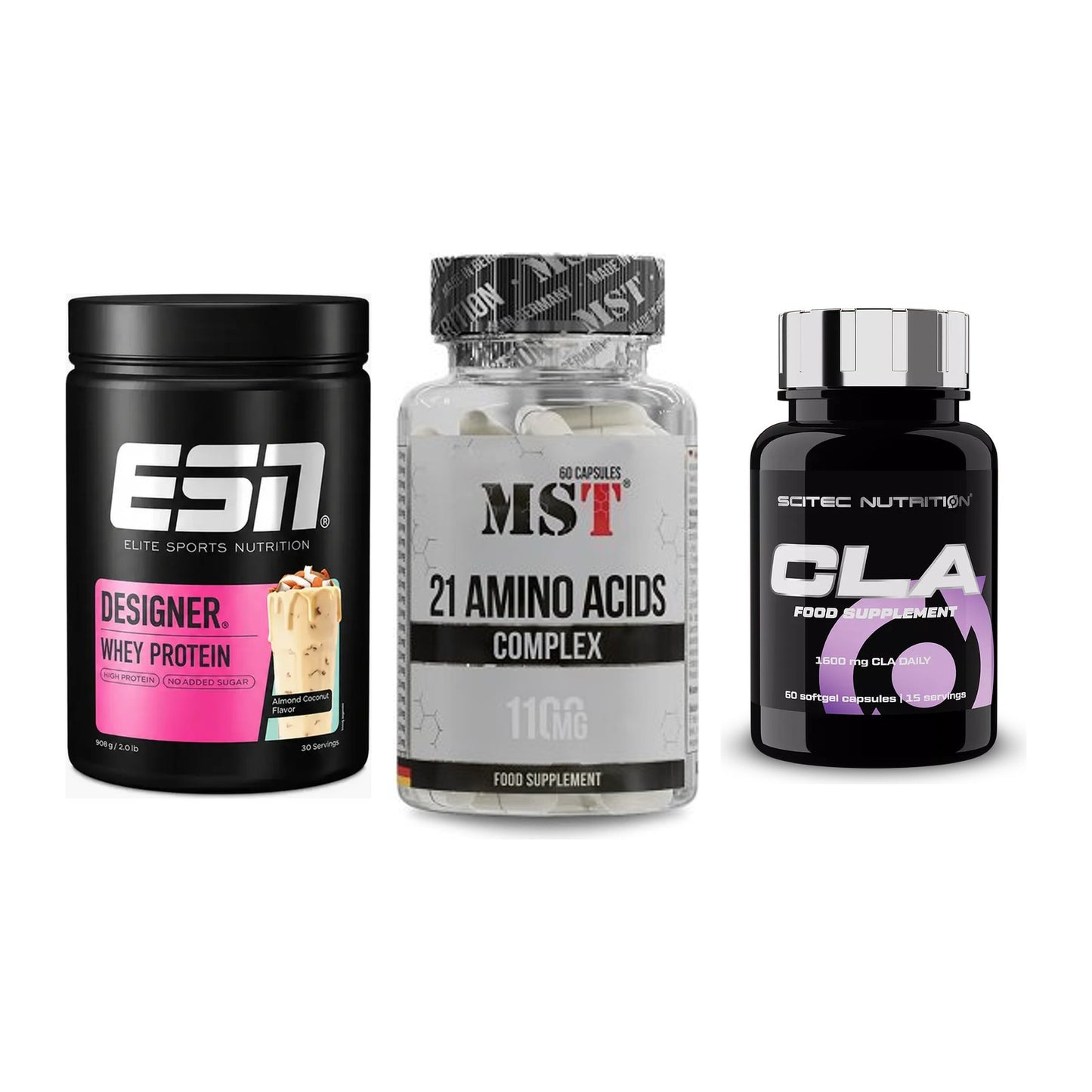 Definitionsphase-Set: ESN Designer + MST 21 Amino + Scitec CLA – alle enthaltenen Artikel