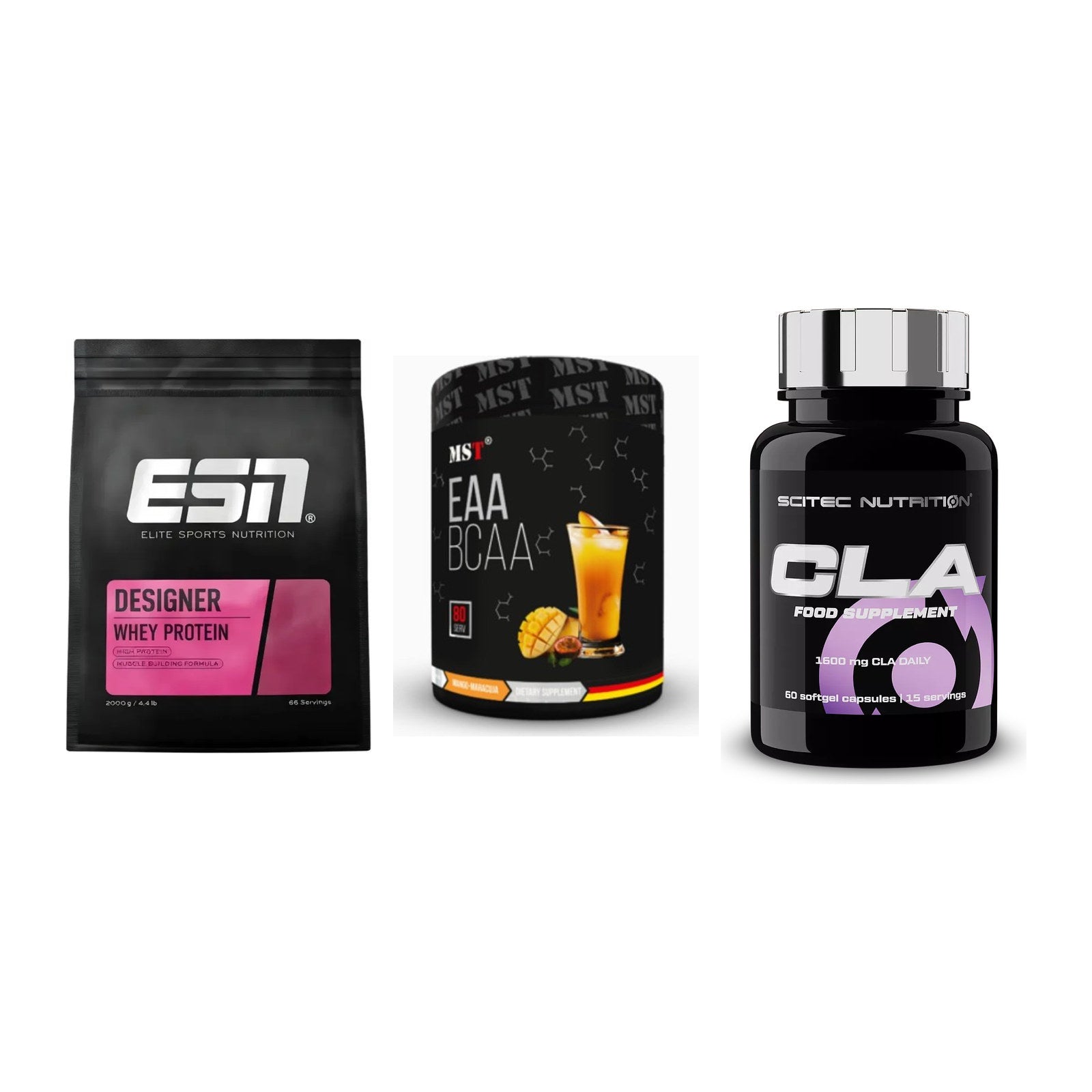 Definitionsphase-Set: ESN Designer Whey + MST EAA & BCAA + Scitec CLA – alle enthaltenen Artikel