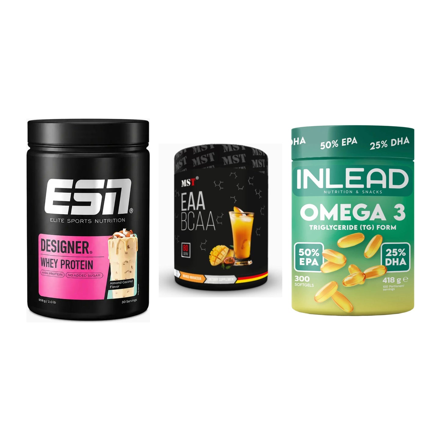 Definitionsphase-Set: ESN Designer + MST EAA & BCAA + INLEAD Omega-3 – alle enthaltenen Artikel