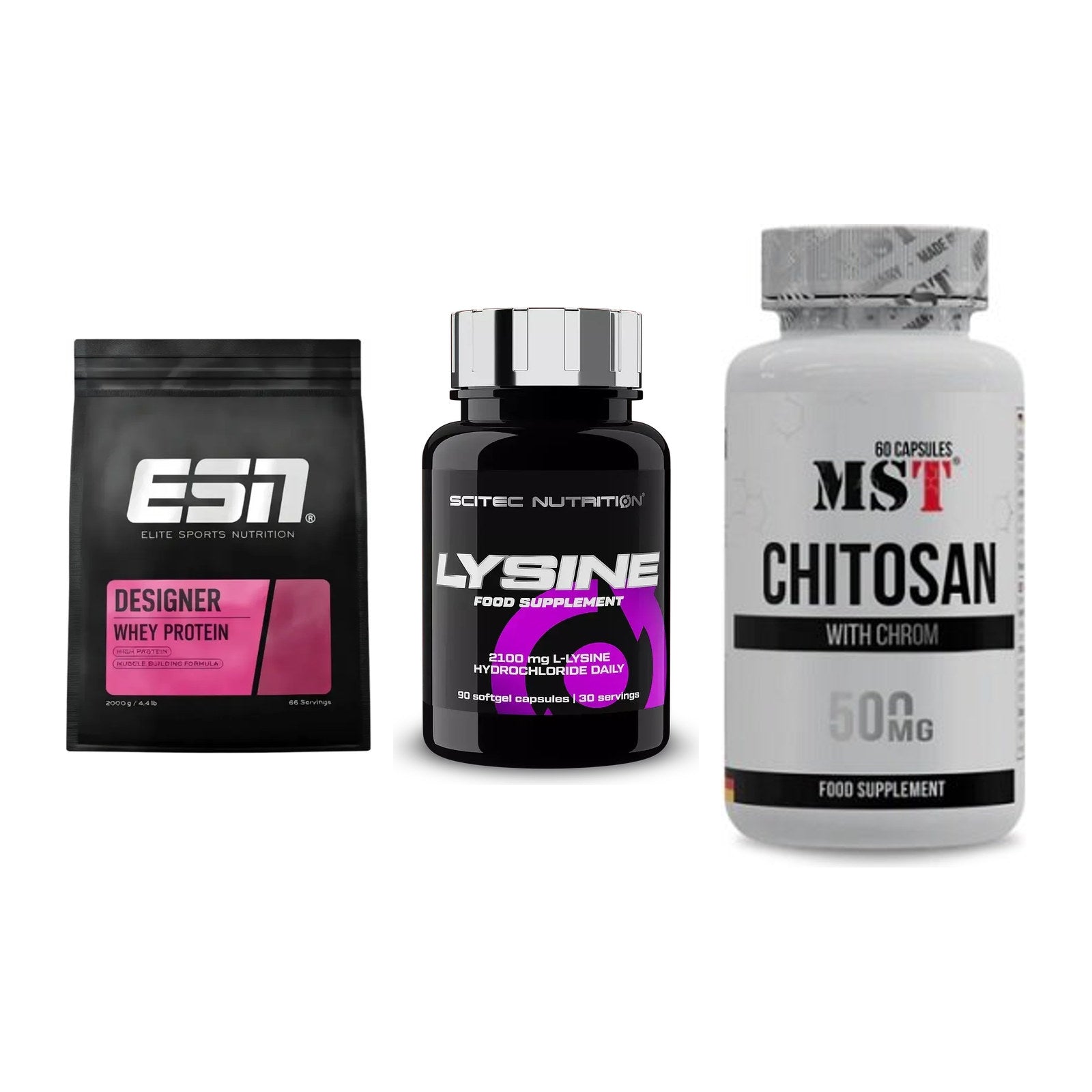 Definitionsphase-Set: ESN Designer + Scitec Lysine + MST Chitosan – alle enthaltenen Artikel