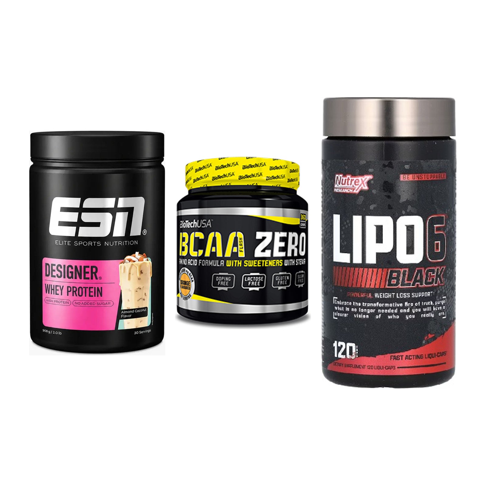 Definitionsphase-Set: ESN Designer + BioTech BCAA + Nutrex Lipo 6 – alle enthaltenen Artikel