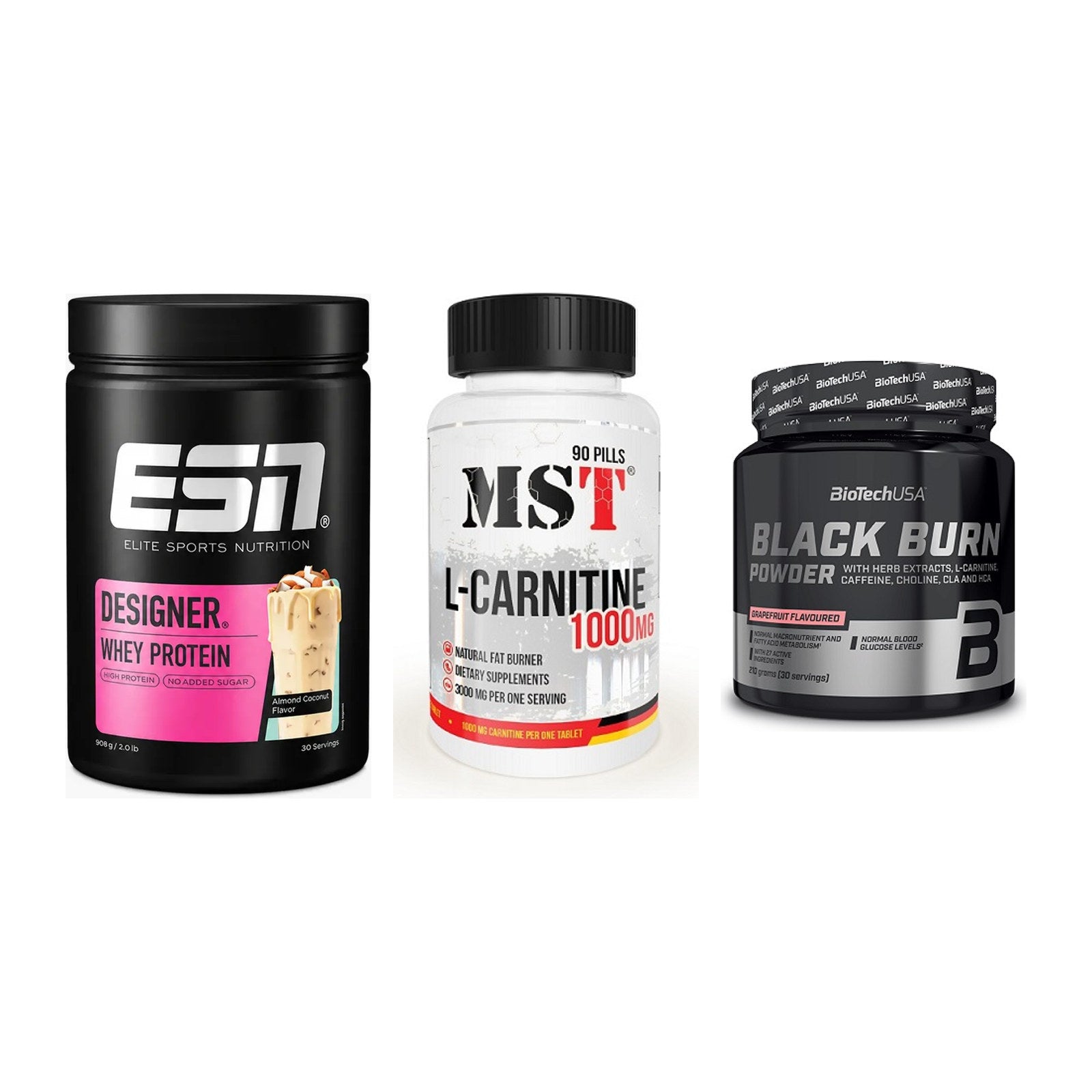 Definitionsphase-Set: ESN Designer + MST L-Carnitin + BioTech Black – alle enthaltenen Artikel