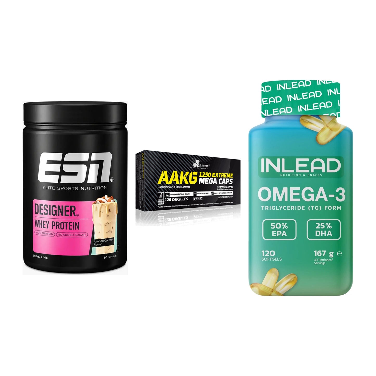 Definitionsphase-Set: ESN Designer + Olimp AAKG + INLEAD Omega-3 – alle enthaltenen Artikel