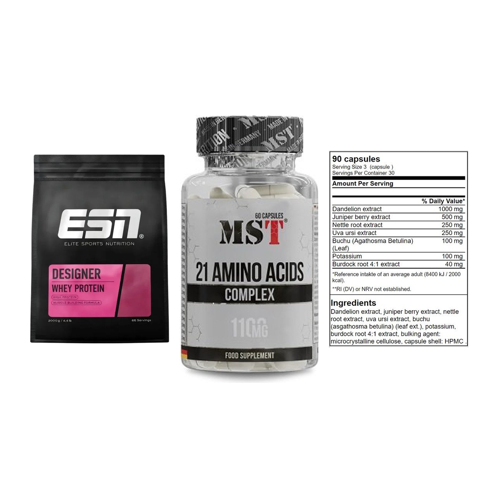 Definitionsphase-Set: ESN Designer + MST 21 Amino + GN Shred Cuts – alle enthaltenen Artikel