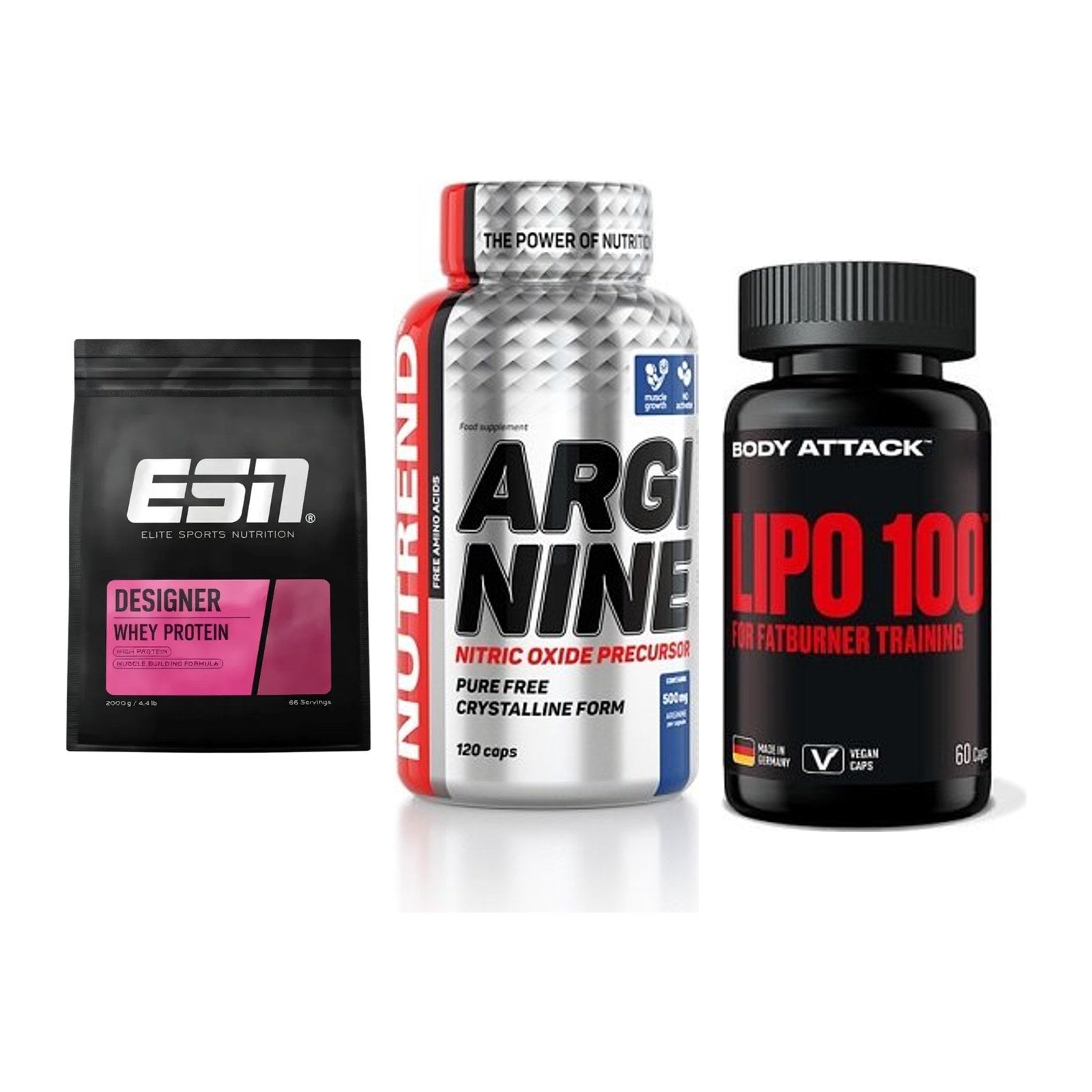 Definitionsphase-Set: ESN Designer + Nutrend Argini + Body Attack – alle enthaltenen Artikel