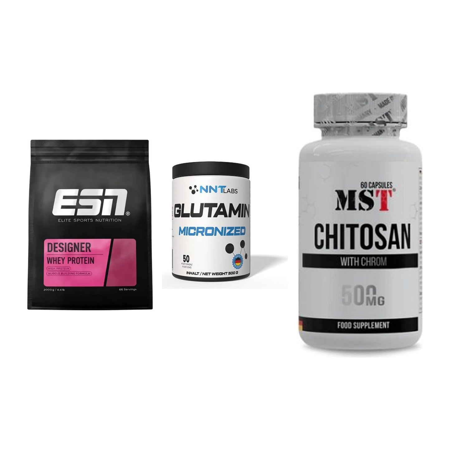 Definitionsphase-Set: ESN Designer + NNT Glutamin + MST Chitosan – alle enthaltenen Artikel