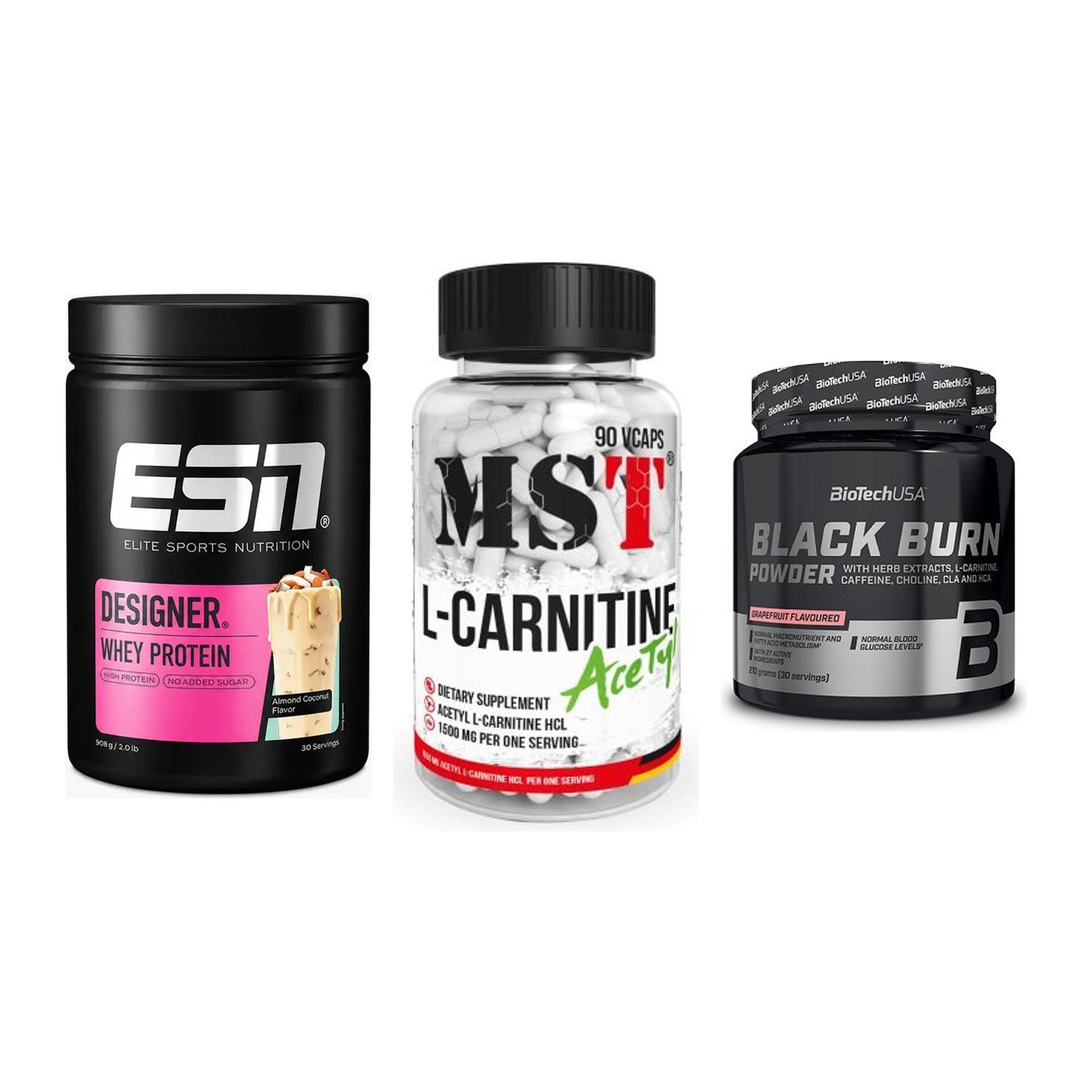 Definitionsphase-Set: ESN Designer + MST L-Carnitin + BioTech Black – alle enthaltenen Artikel