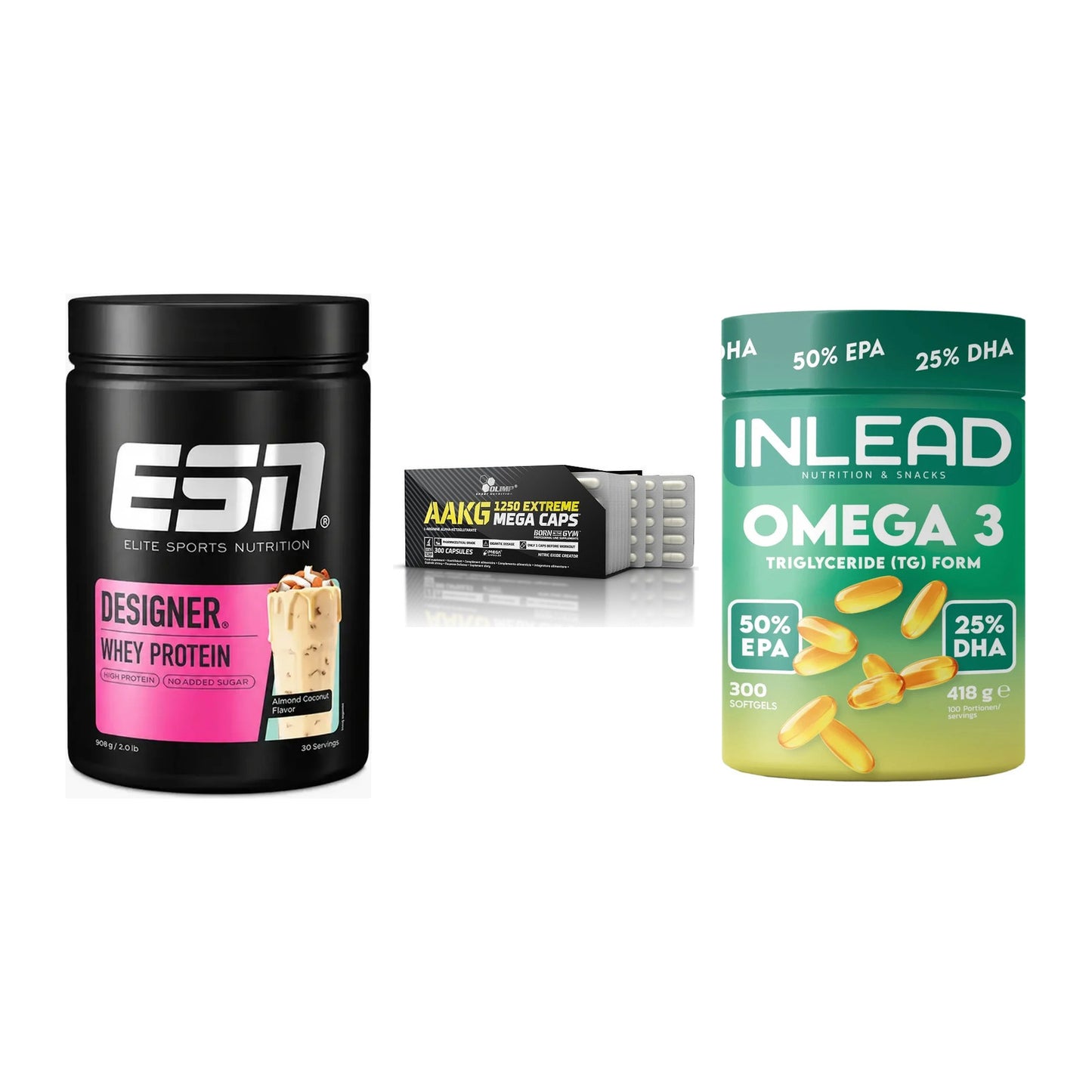 Definitionsphase-Set: ESN Designer + Olimp AAKG + INLEAD Omega-3 – alle enthaltenen Artikel