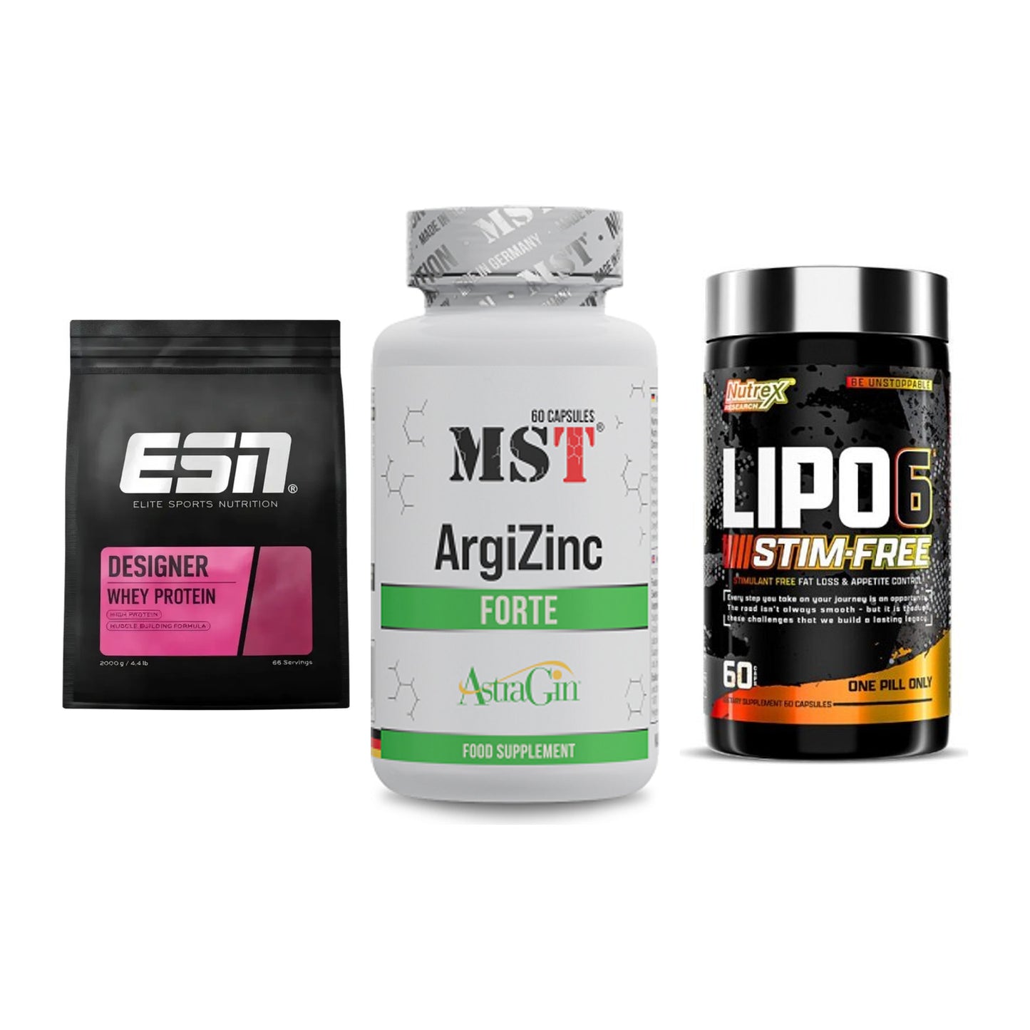 Definitionsphase-Set: ESN Designer + MST ArgiZinc + Nutrex Lipo 6 – alle enthaltenen Artikel