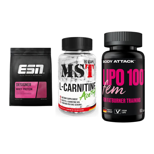 Definitionsphase-Set: ESN Designer + MST L-Carnitin + Body Attack – alle enthaltenen Artikel