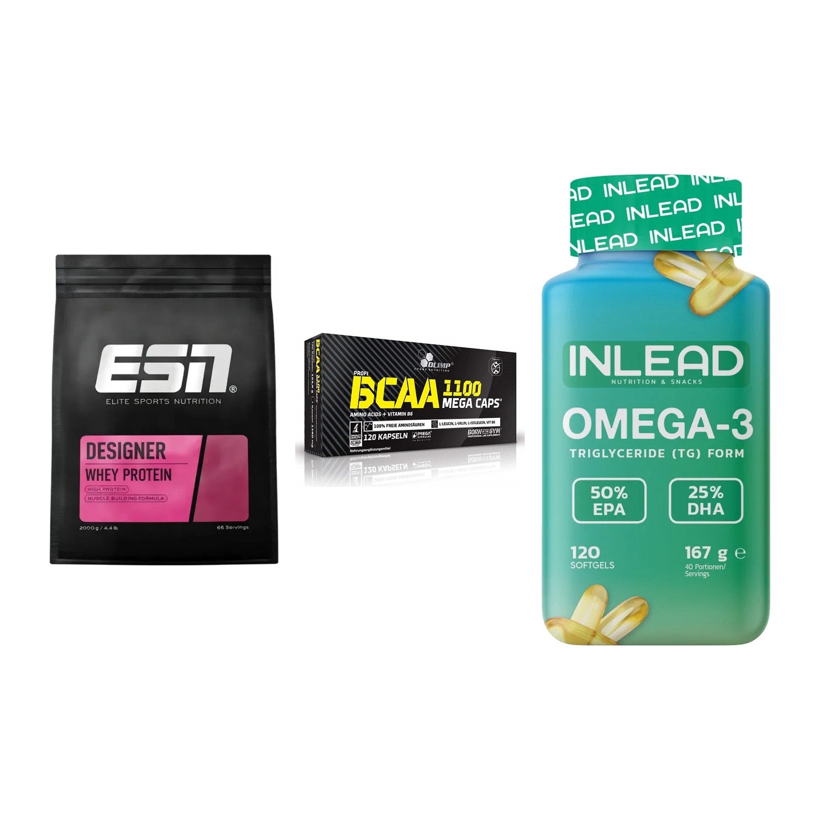 Definitionsphase-Set: ESN Designer + Olimp BCAA + INLEAD Omega-3 – alle enthaltenen Artikel