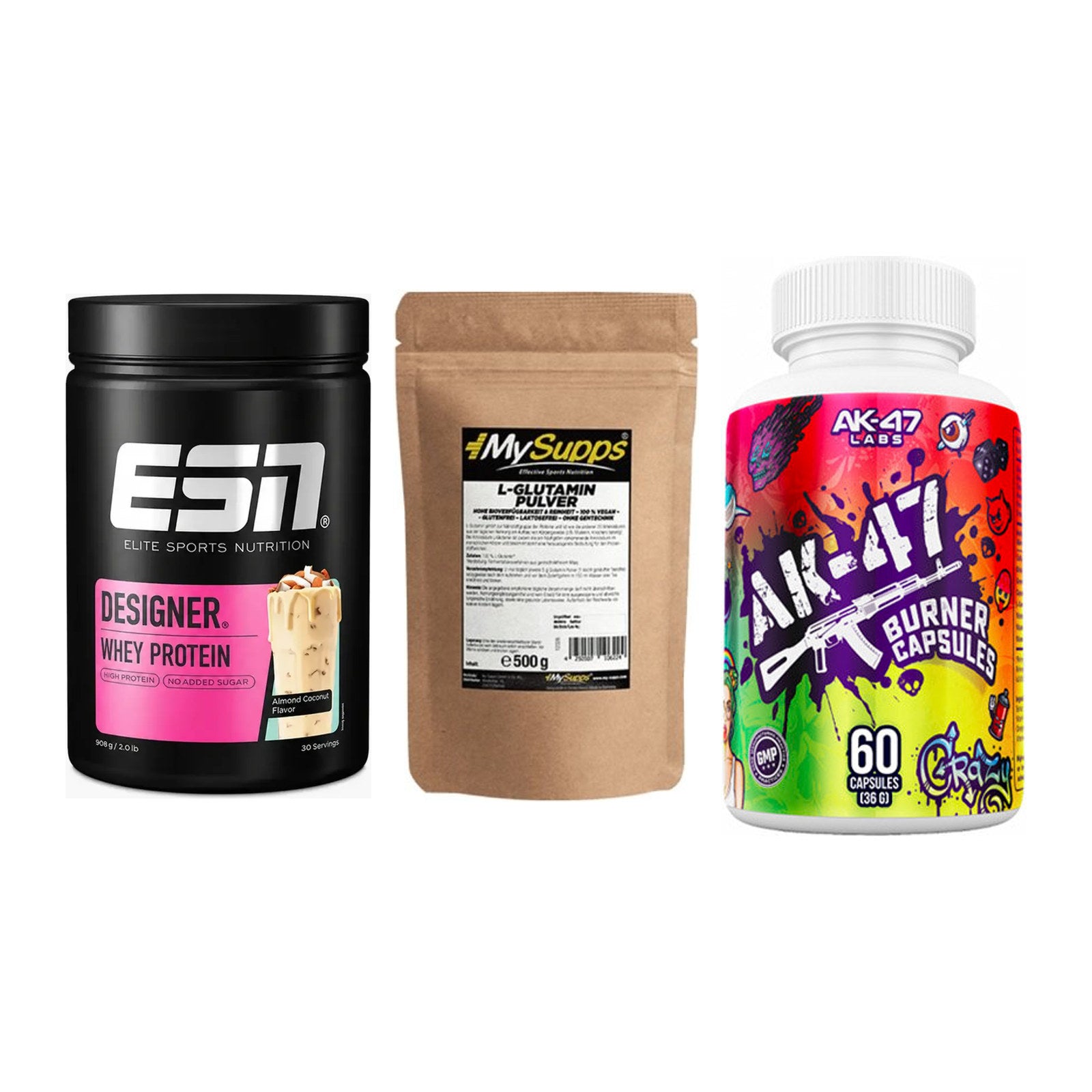 Definitionsphase-Set: ESN Designer + MySupps Glutam + AK47 Labs – alle enthaltenen Artikel