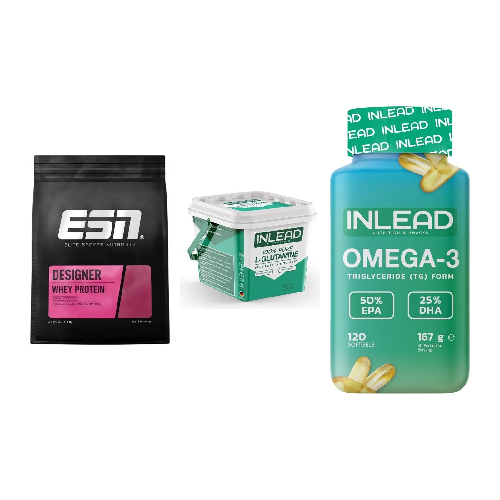 Definitionsphase-Set: ESN Designer + INLEAD L-Gluta + INLEAD Omega-3 – alle enthaltenen Artikel