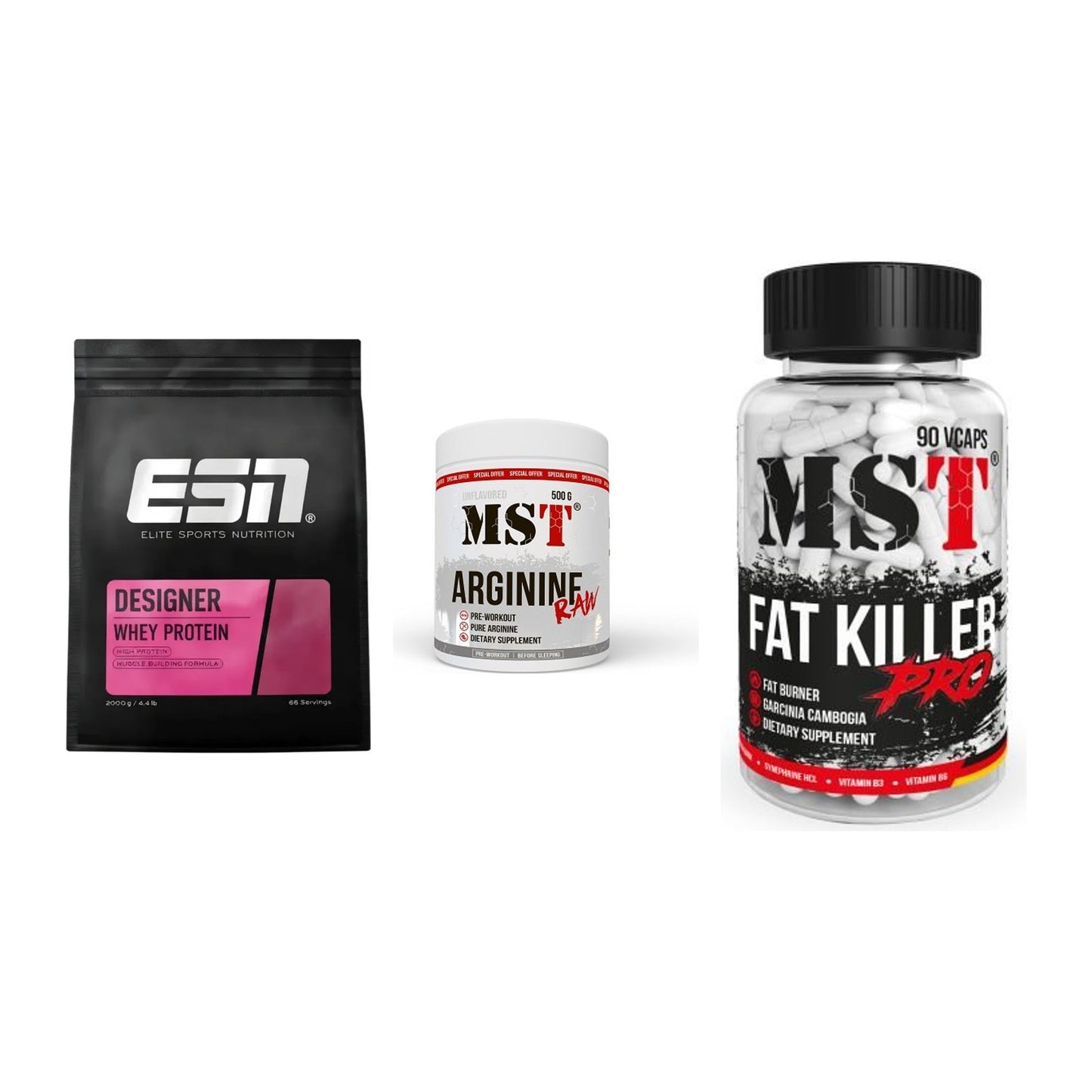Definitionsphase-Set: ESN Designer + MST Arginine + MST Fat Killer – alle enthaltenen Artikel