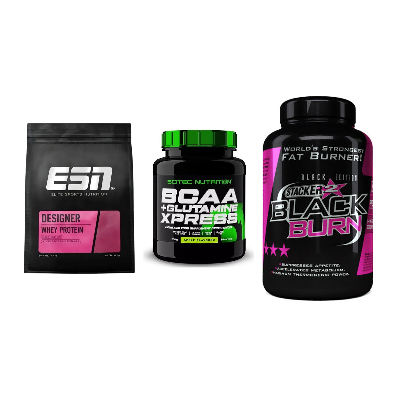 Definitionsphase-Set: ESN Designer + Scitec BCAA + Stacker2 Black – alle enthaltenen Artikel