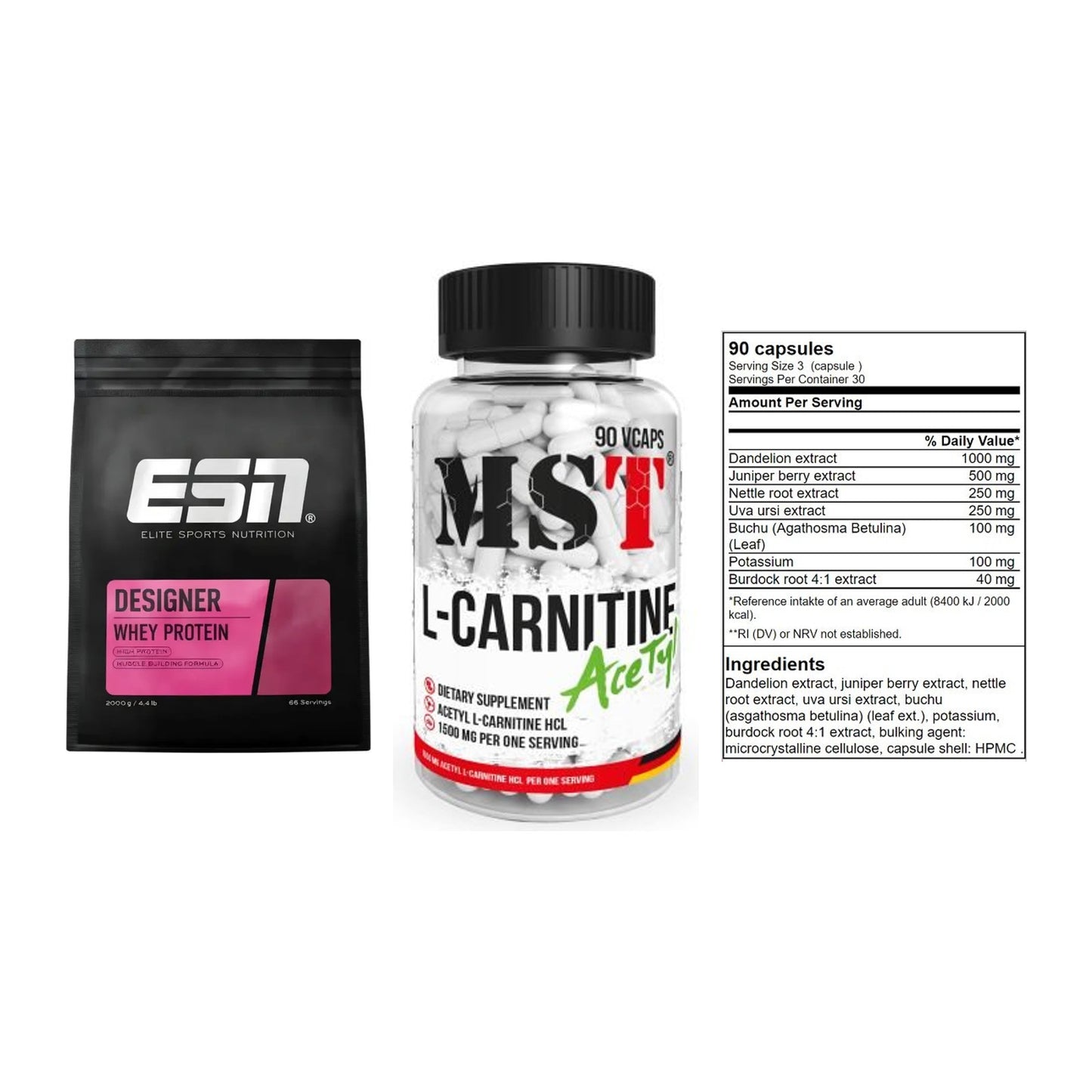 Definitionsphase-Set: ESN Designer + MST L-Carnitin + GN Shred Cuts – alle enthaltenen Artikel