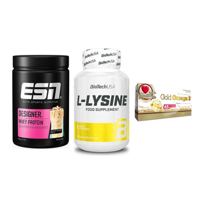Definitionsphase-Set: ESN Designer + BioTech L-Lysi + Olimp Omega 3 – alle enthaltenen Artikel