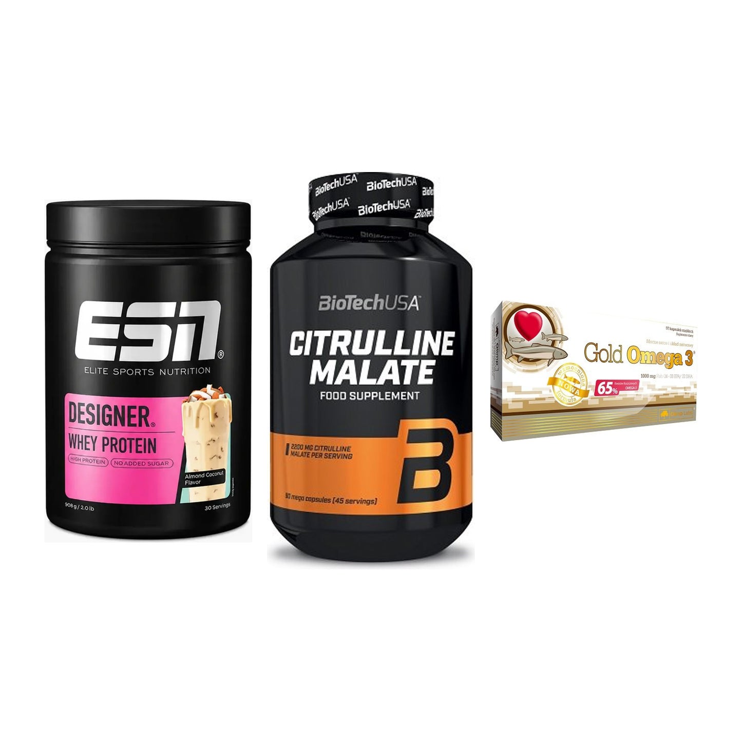Definitionsphase-Set: ESN Designer + BioTech Citrul + Olimp Omega 3 – alle enthaltenen Artikel