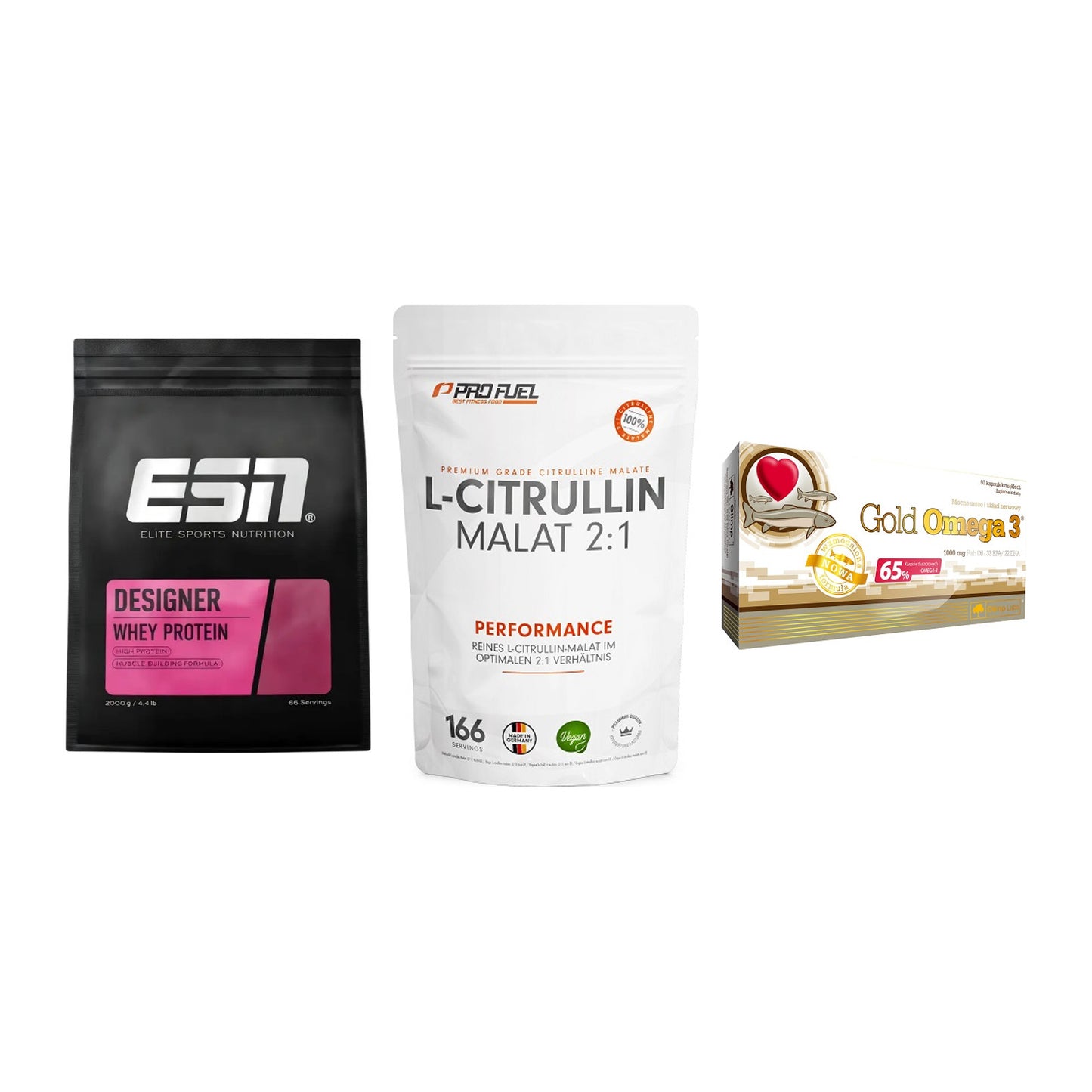 Definitionsphase-Set: ESN Designer + ProFuel L-Citr + Olimp Omega 3 – alle enthaltenen Artikel