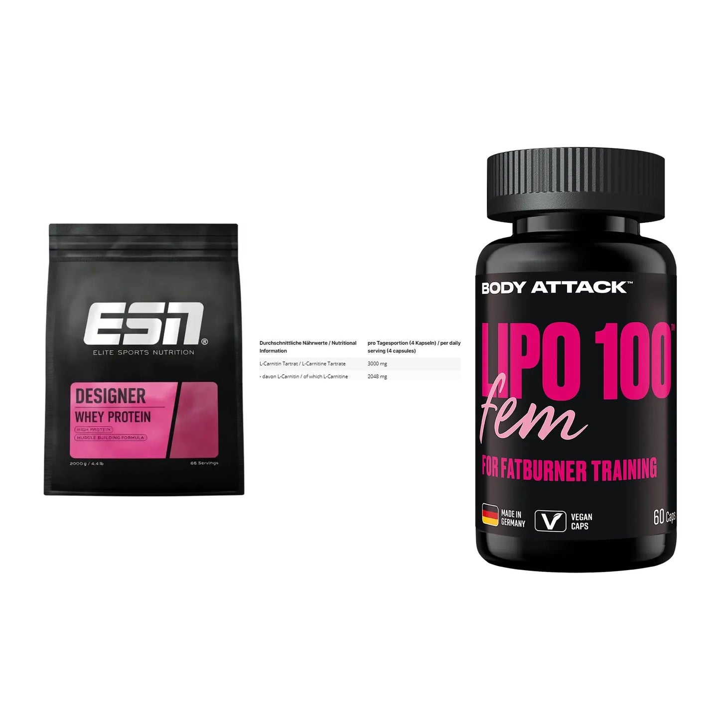Definitionsphase-Set: ESN Designer + INLEAD L-Carni + Body Attack – alle enthaltenen Artikel