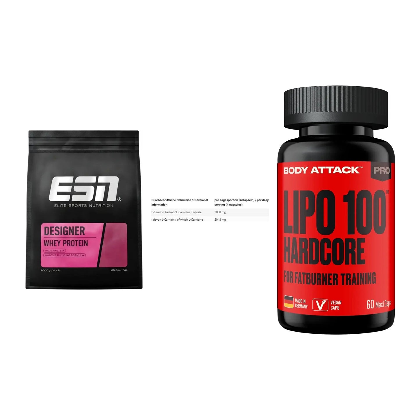 Definitionsphase-Set: ESN Designer + INLEAD L-Carni + Body Attack – alle enthaltenen Artikel
