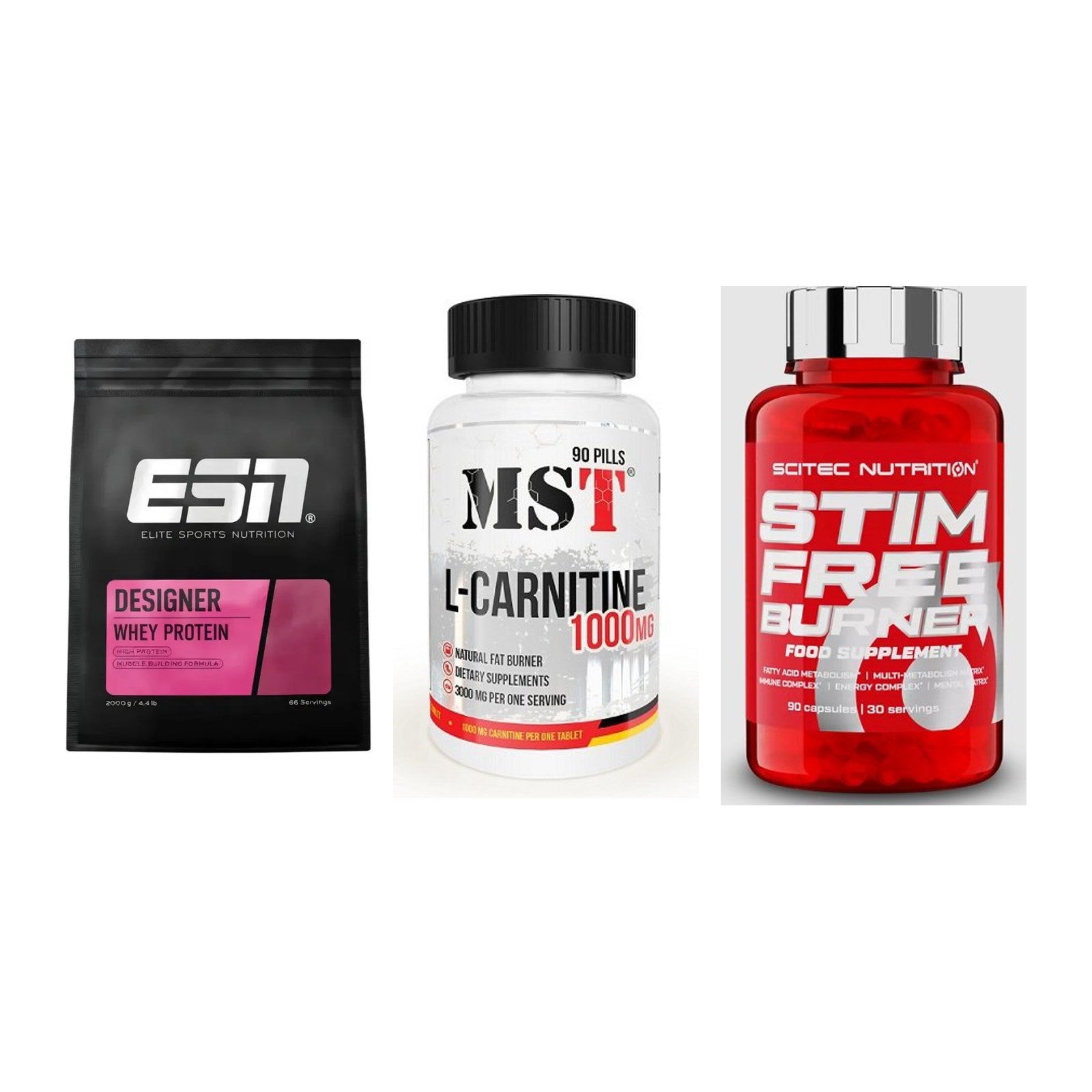Definitionsphase-Set: ESN Designer + MST L-Carnitin + Scitec Stim – alle enthaltenen Artikel