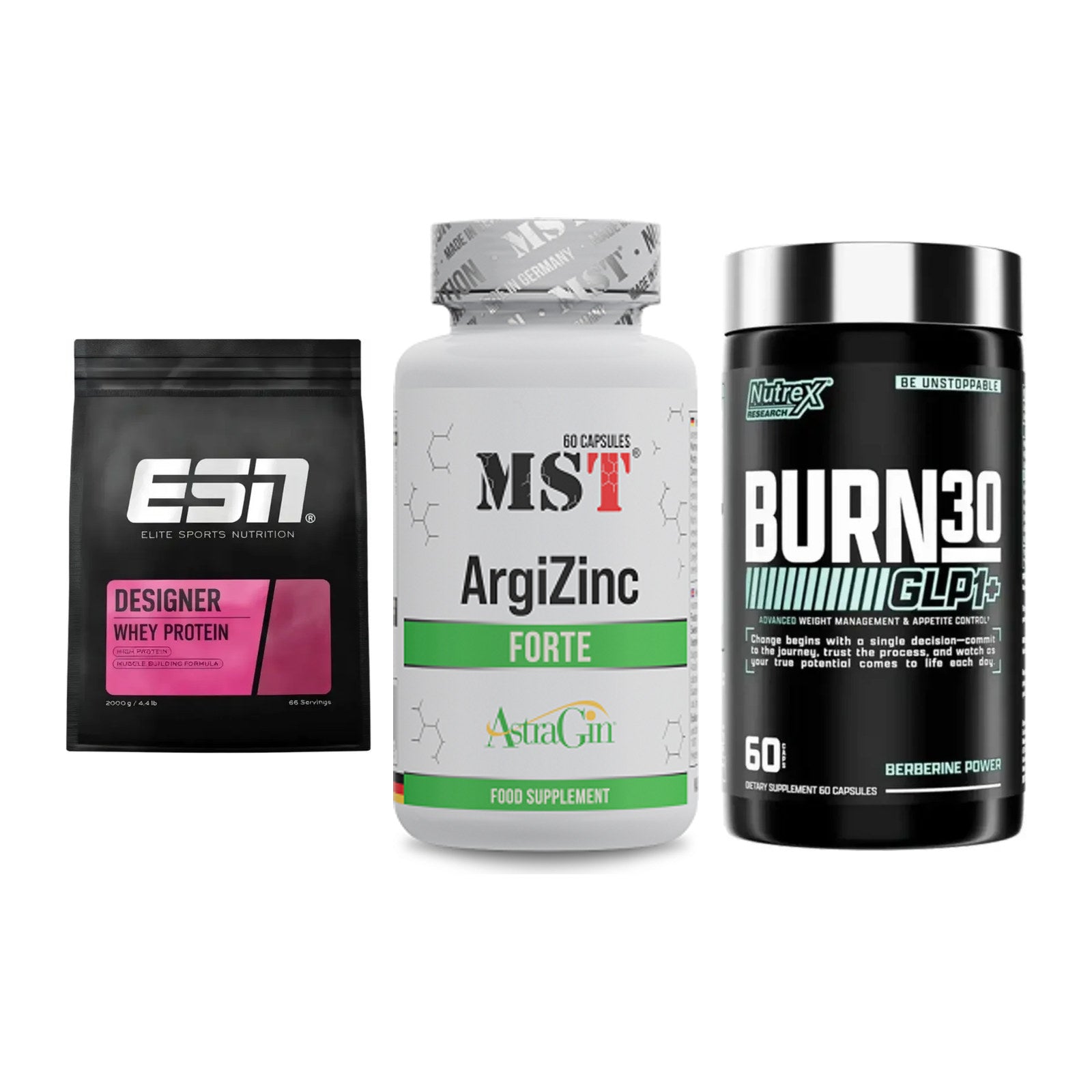 Definitionsphase-Set: ESN Designer + MST ArgiZinc + Nutrex Burn 30 – alle enthaltenen Artikel