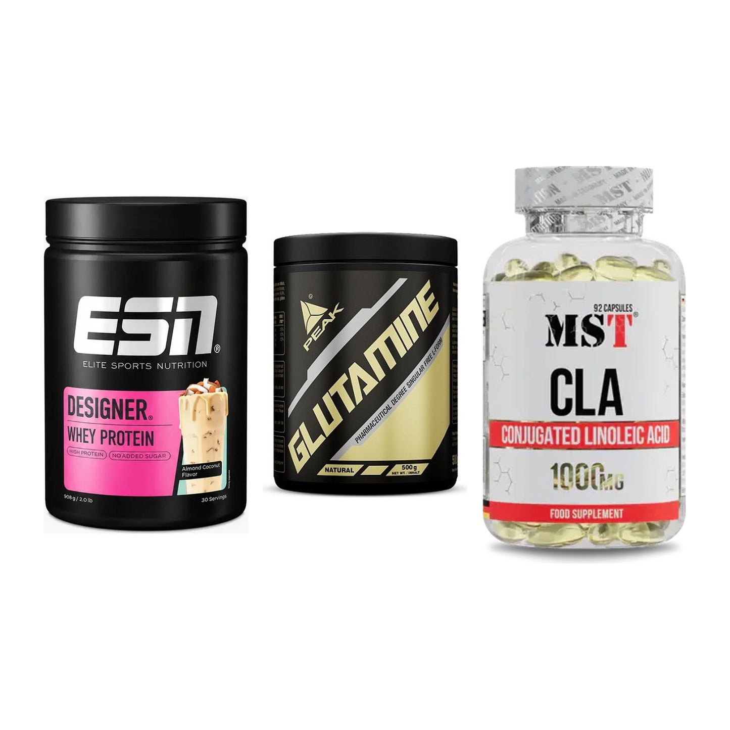 Definitionsphase-Set: ESN Designer + Peak Glutamin + MST CLA 1000mg – alle enthaltenen Artikel