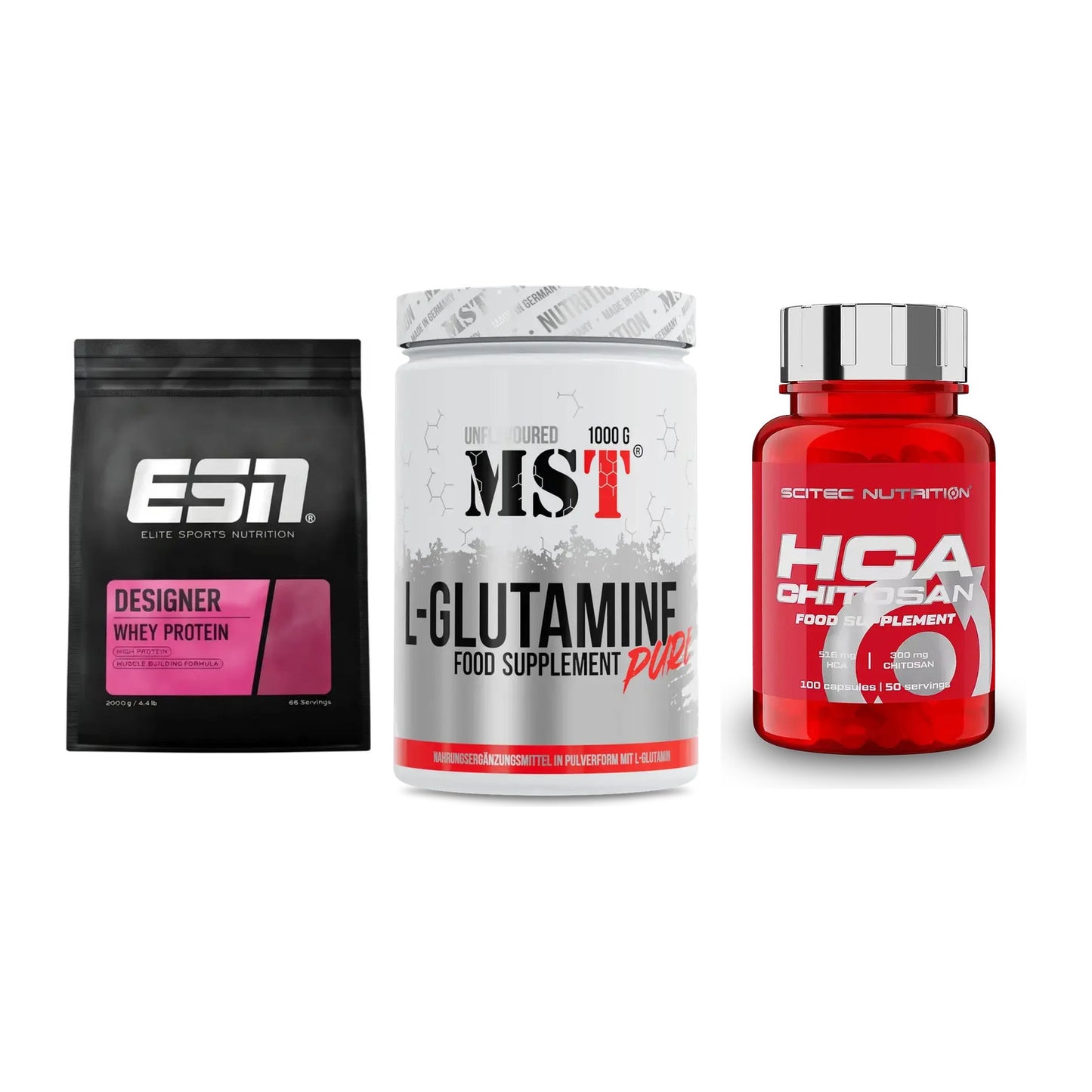 Definitionsphase-Set: ESN Designer + MST Glutamine + Scitec HCA-Chi – alle enthaltenen Artikel