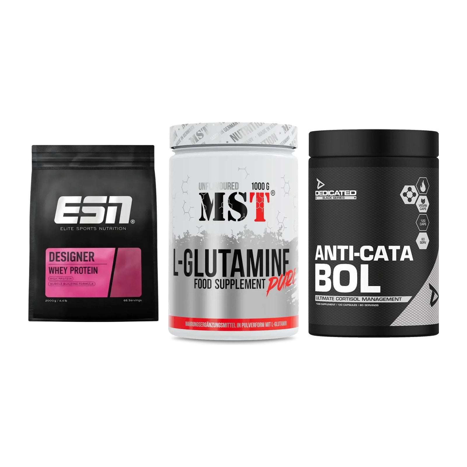 Definitionsphase-Set: ESN Designer + MST Glutamine + Dedicated – alle enthaltenen Artikel