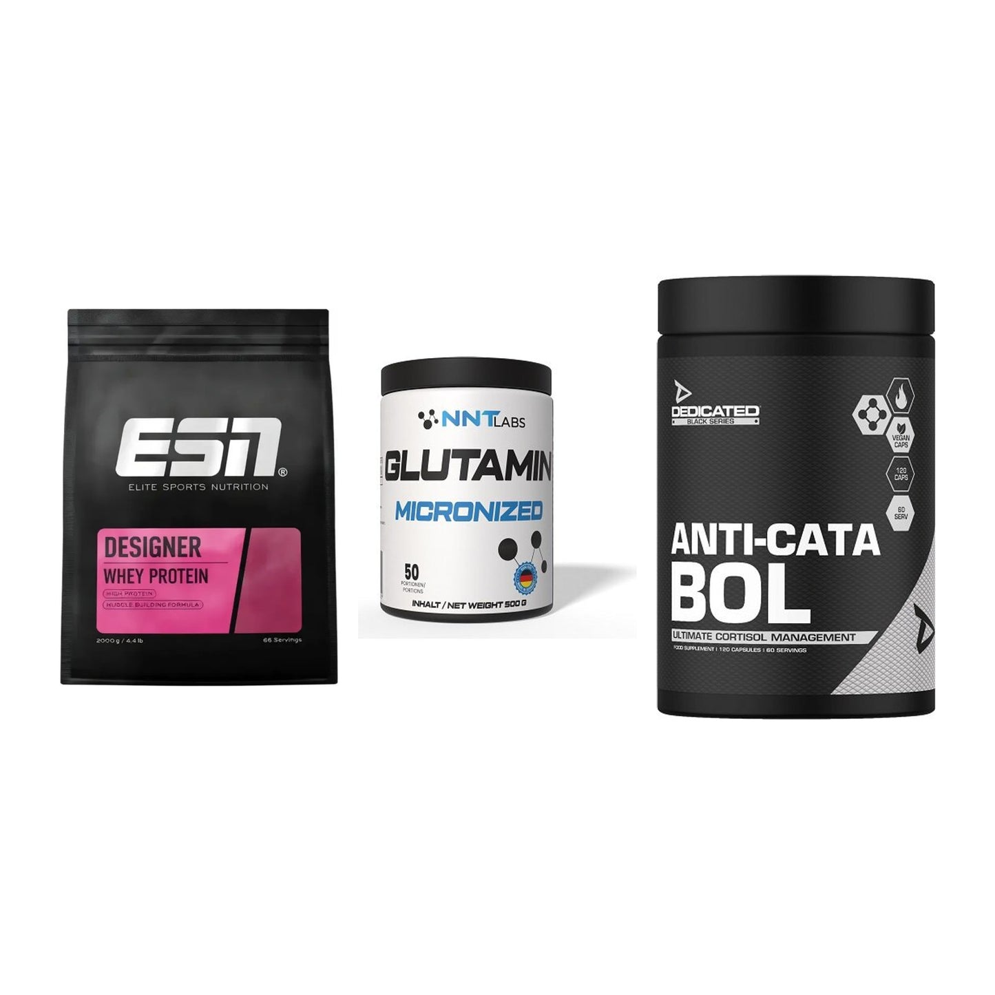 Definitionsphase-Set: ESN Designer + NNT Glutamin + Dedicated – alle enthaltenen Artikel