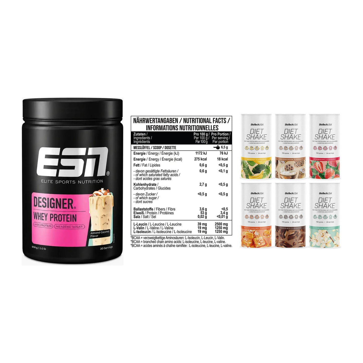 Definitionsphase-Set: ESN Designer + MST BCAA Zero + BioTech Diet – alle enthaltenen Artikel