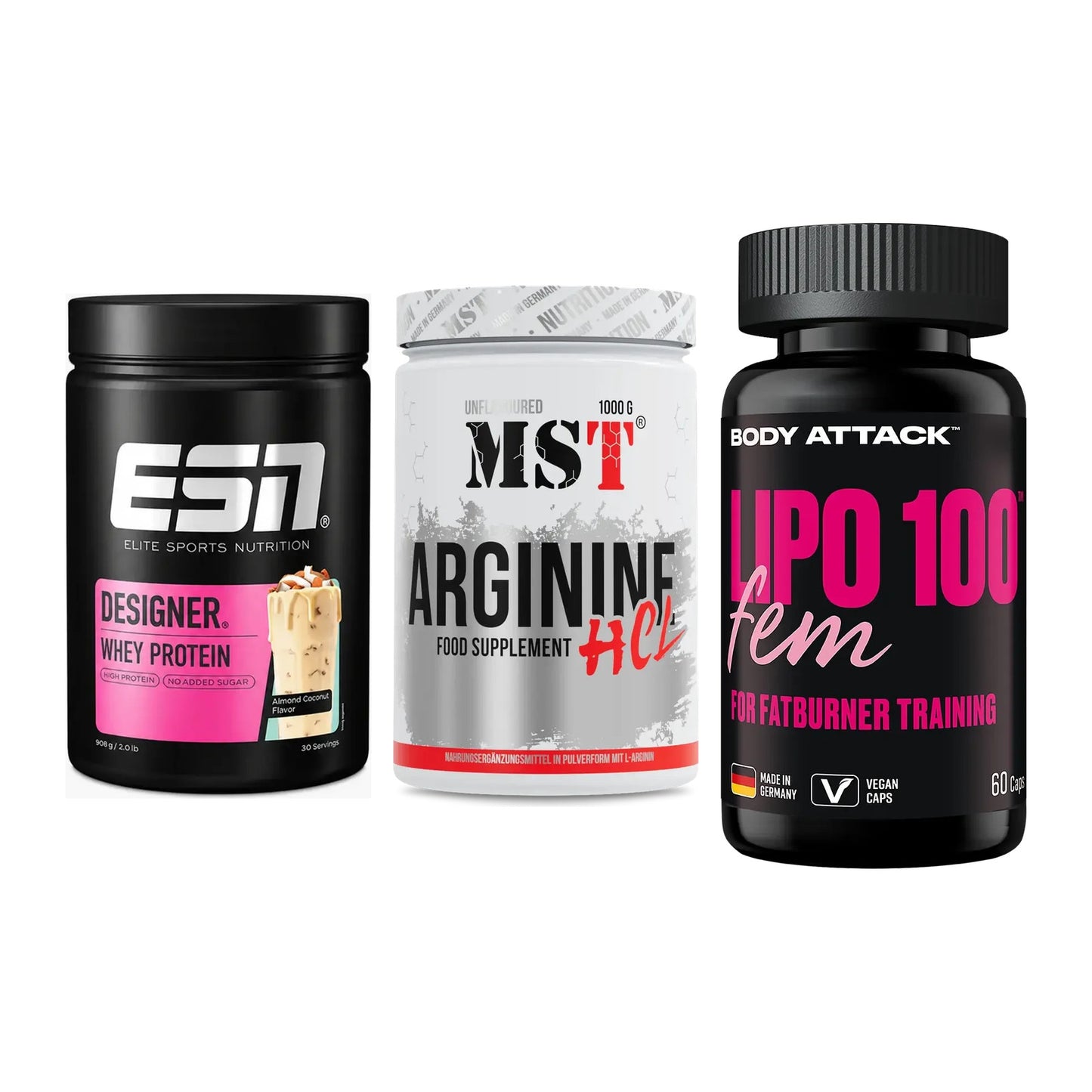 Definitionsphase-Set: ESN Designer + MST Arginine + Body Attack – alle enthaltenen Artikel