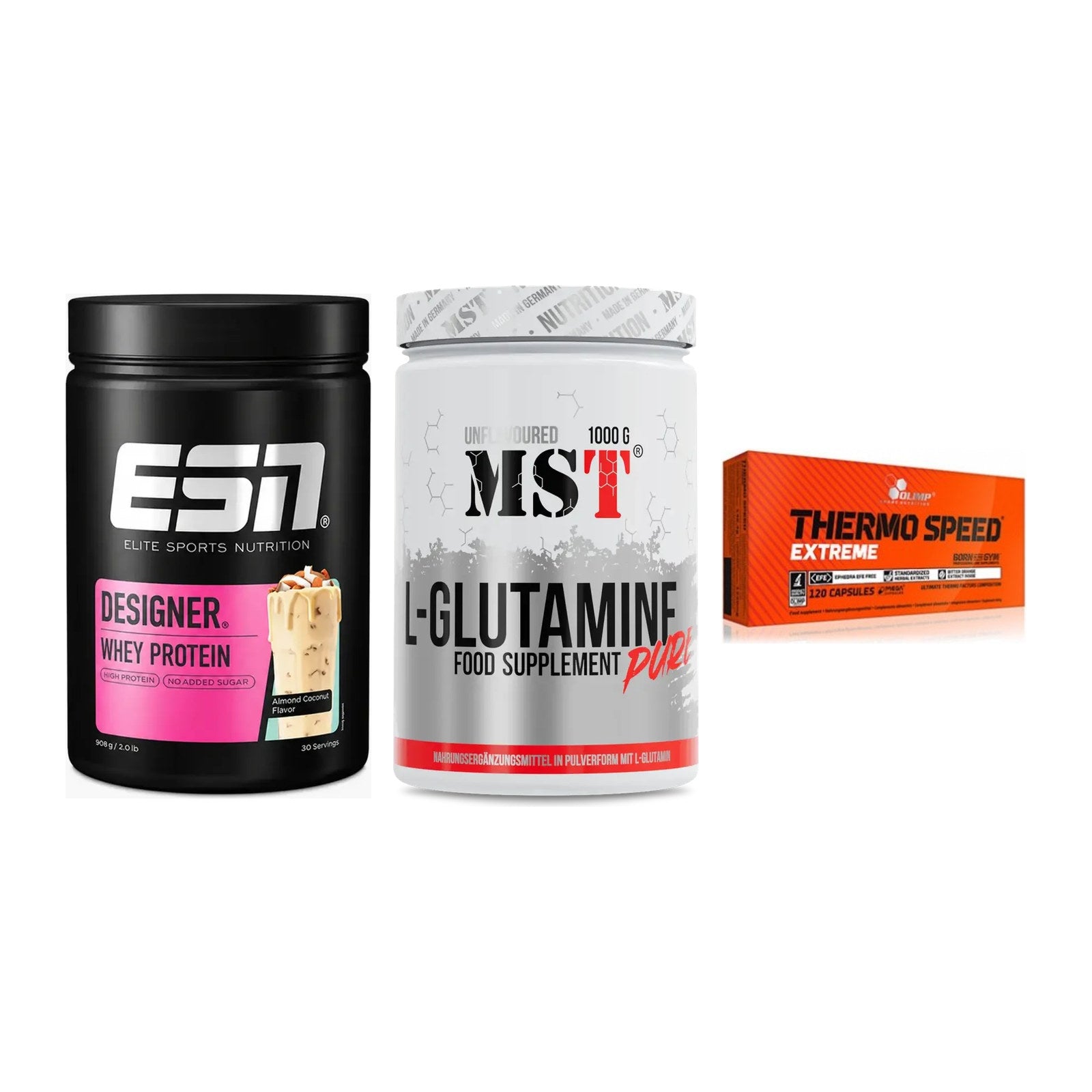 Definitionsphase-Set: ESN Designer + MST Glutamine + Olimp Thermo – alle enthaltenen Artikel