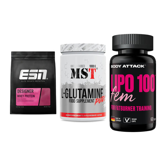 Definitionsphase-Set: ESN Designer + MST Glutamine + Body Attack – alle enthaltenen Artikel