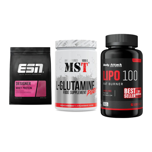 Definitionsphase-Set: ESN Designer + MST Glutamine + Body Attack – alle enthaltenen Artikel
